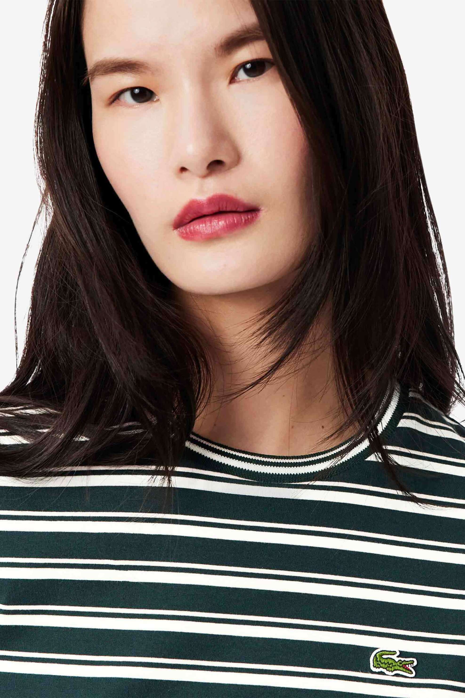 Lacoste γυναικεία μπλούζα ριγέ με μακρύ μανίκι Regular Fit - TF7573-00 Κυπαρισσί φωτογραφία