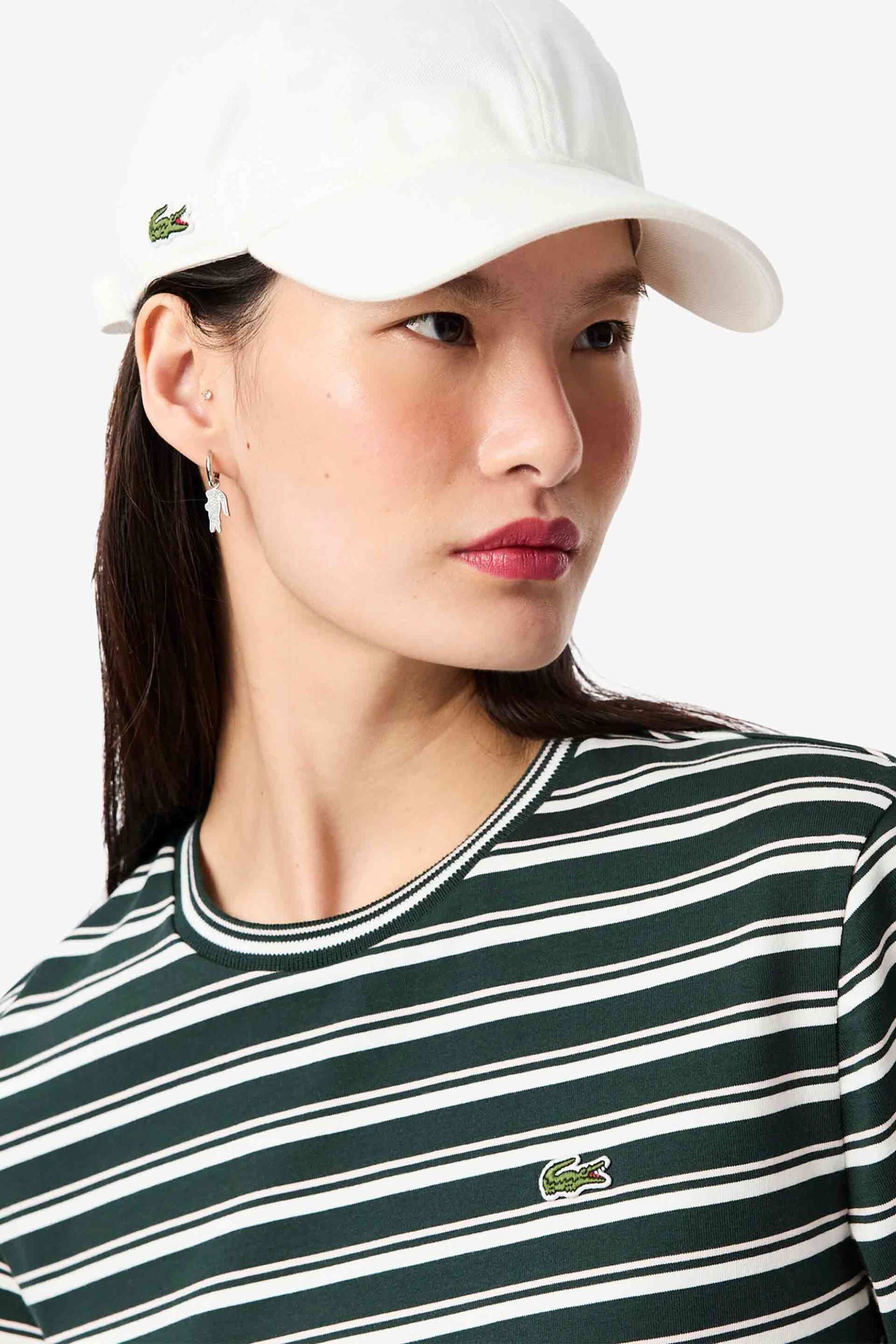 Lacoste γυναικείο T-shirt με ριγέ σχέδιο και κεντημένο λογότυπο Regular Fit - TF7574-00 Κυπαρισσί φωτογραφία