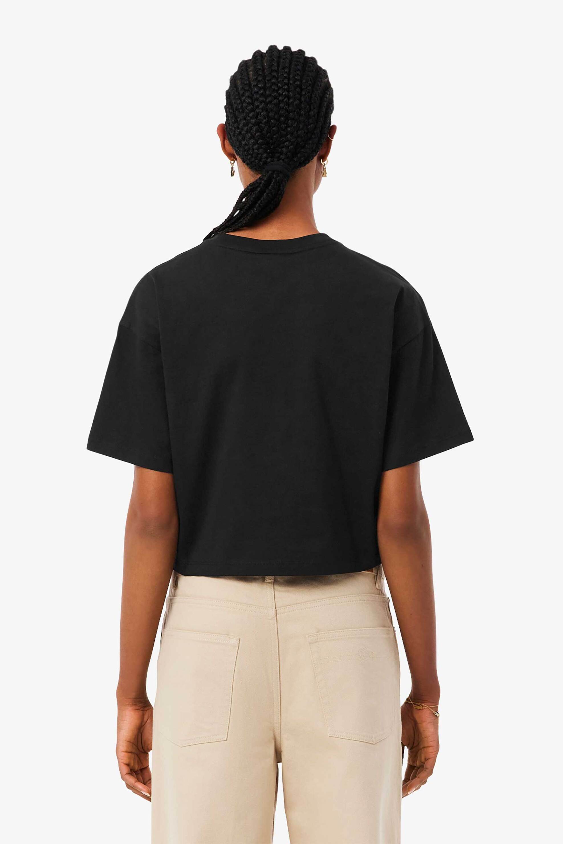 Lacoste Γυναικείο T-Shirt με Κεντημένο Λογότυπο Relaxed Fit - Tf7605-00 Μαύρο
