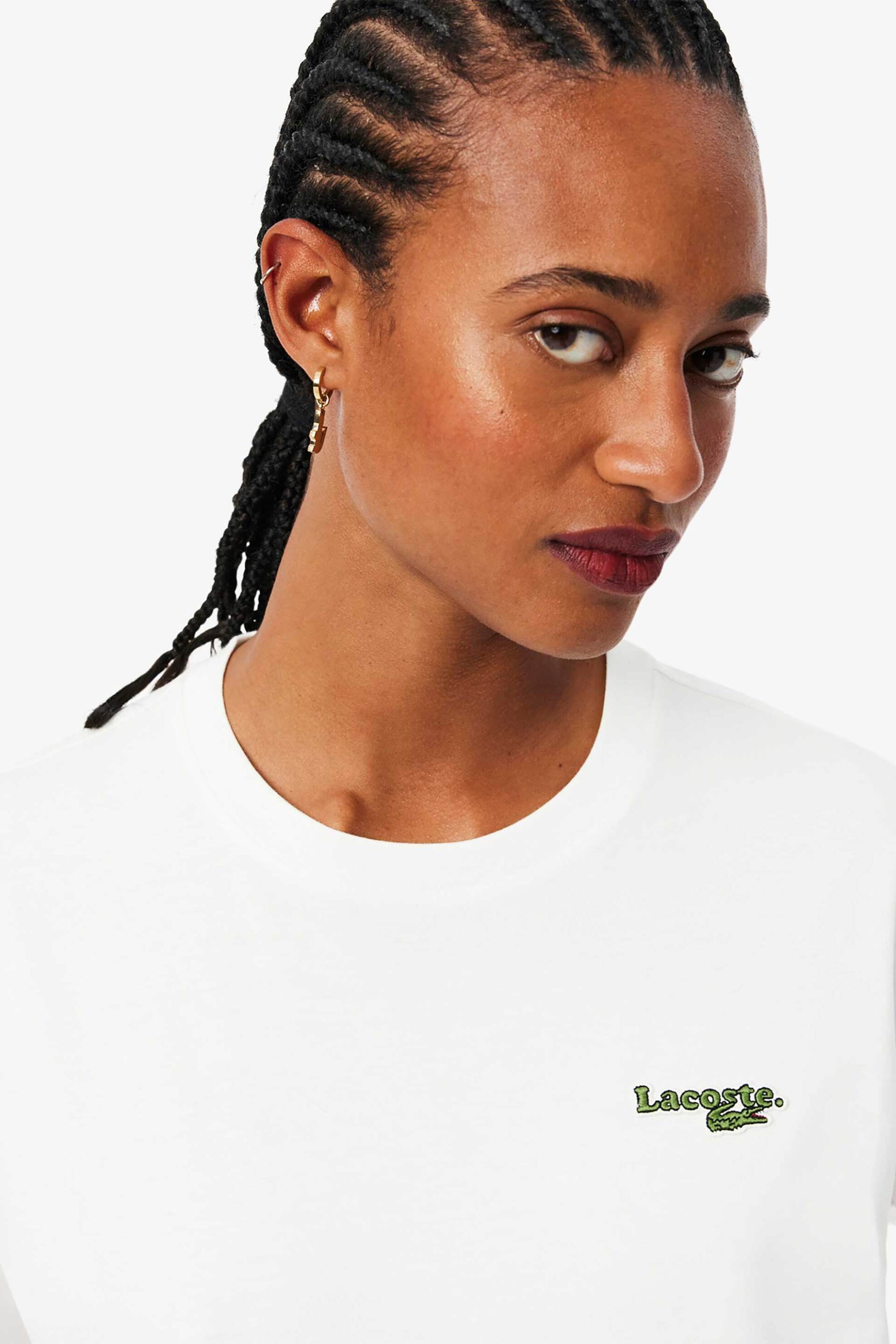 LACOSTE Lacoste γυναικείο T-shirt με κεντημένο λογότυπο Relaxed Fit - TF7605-00 Λευκό - 2