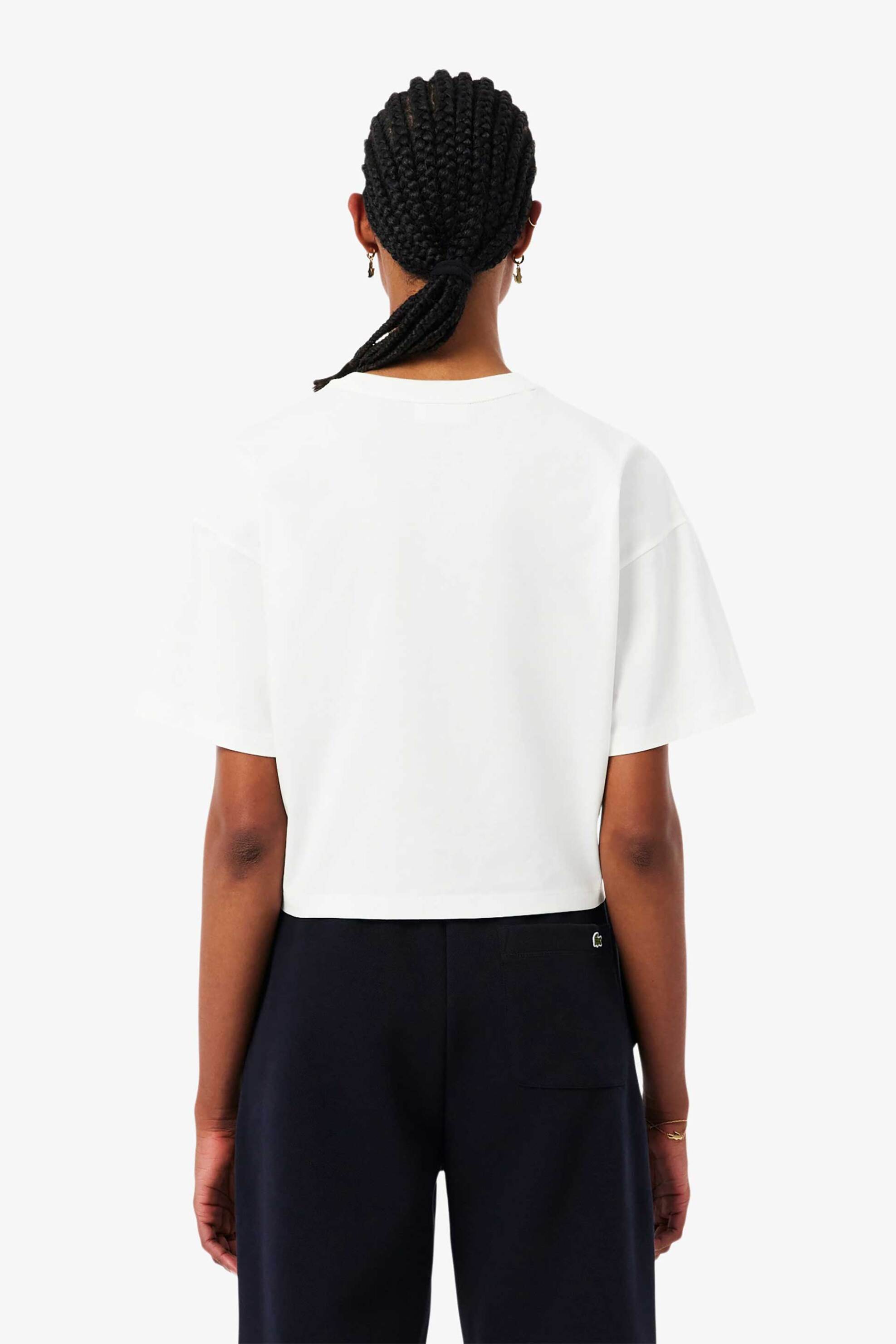 Lacoste Γυναικείο T-Shirt με Κεντημένο Λογότυπο Relaxed Fit - Tf7605-00 Λευκό