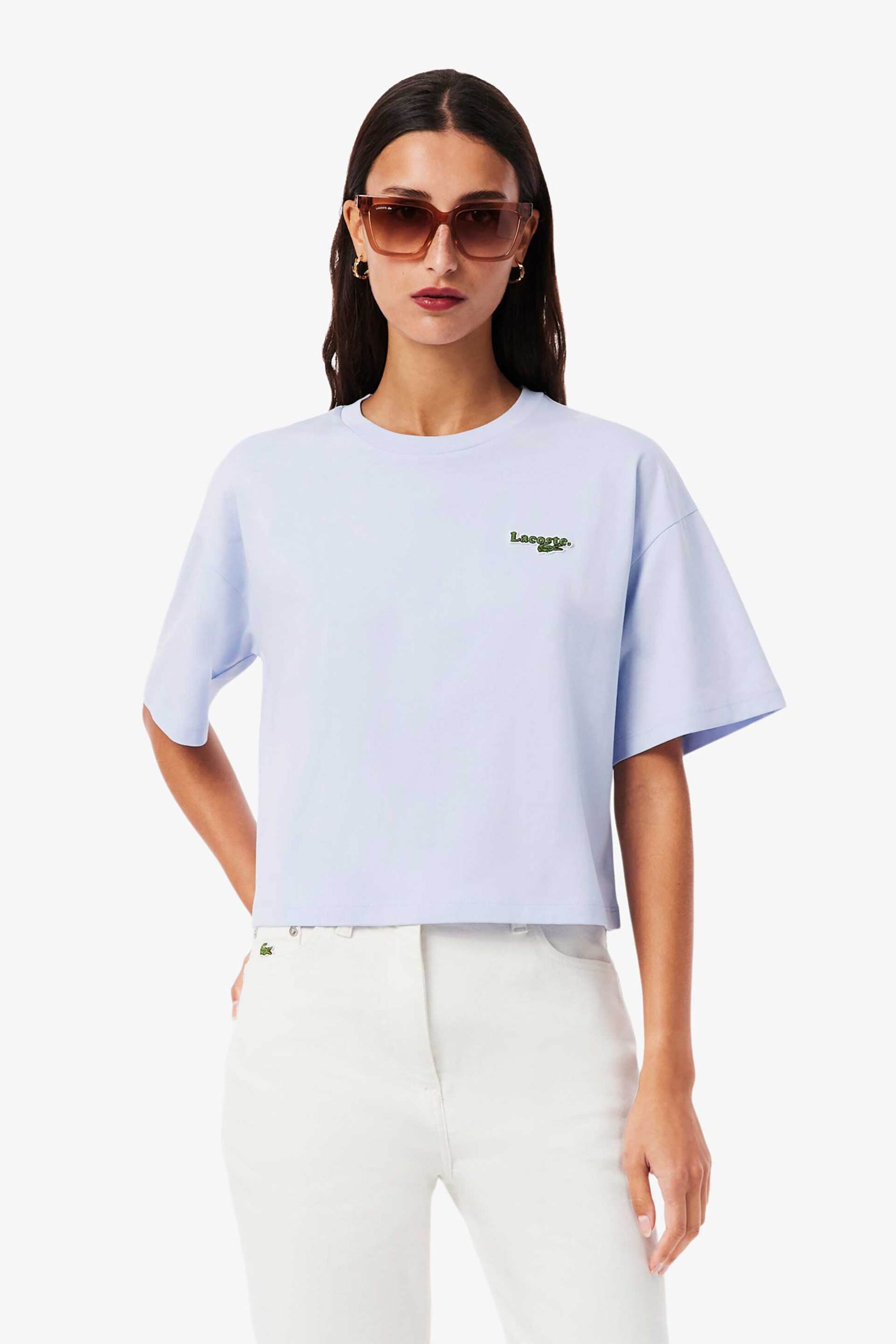 Lacoste Lacoste γυναικείο T-shirt με κεντημένο λογότυπο Relaxed Fit - TF7605-00 Σιελ
