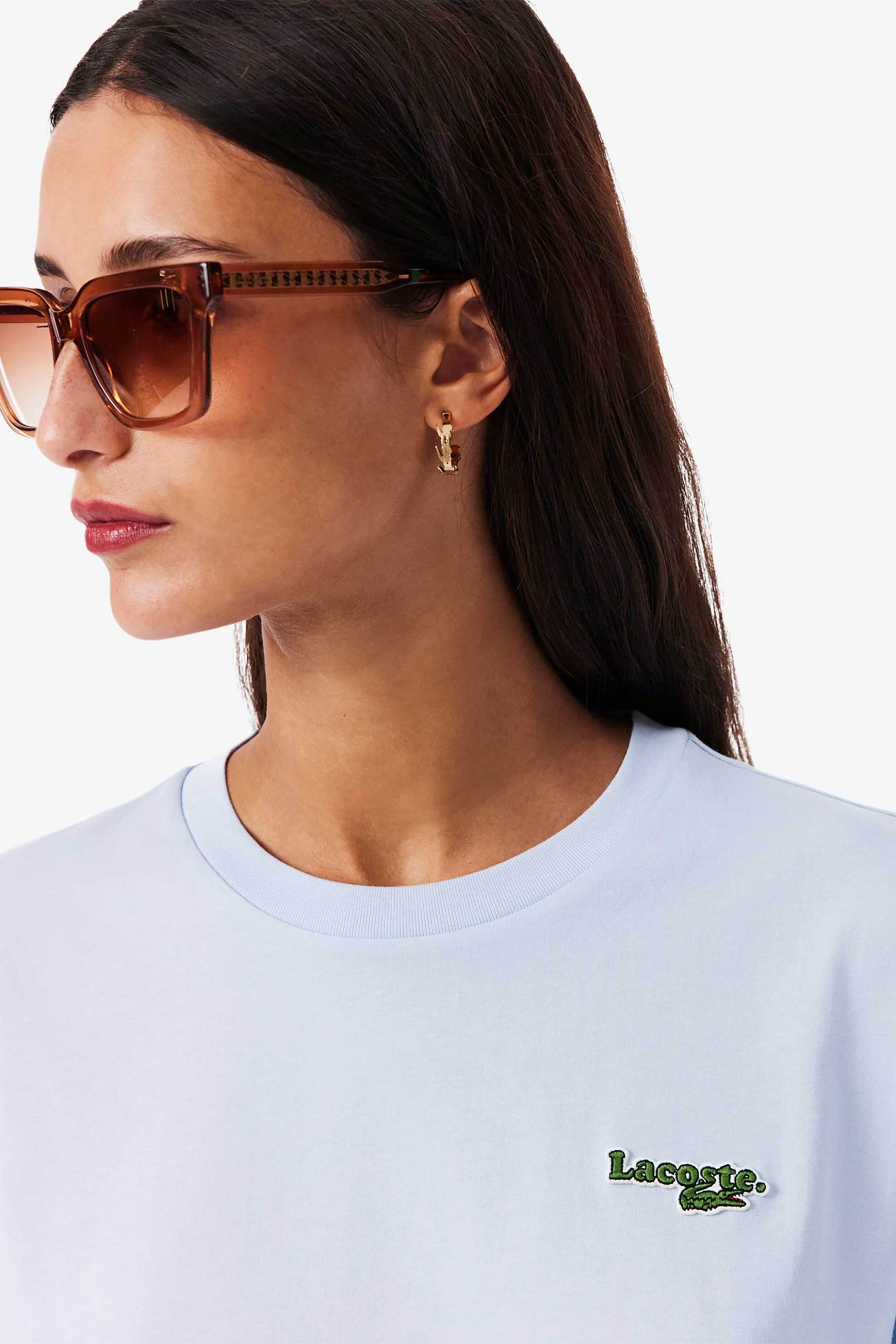 LACOSTE Lacoste γυναικείο T-shirt με κεντημένο λογότυπο Relaxed Fit - TF7605-00 Σιελ - 2