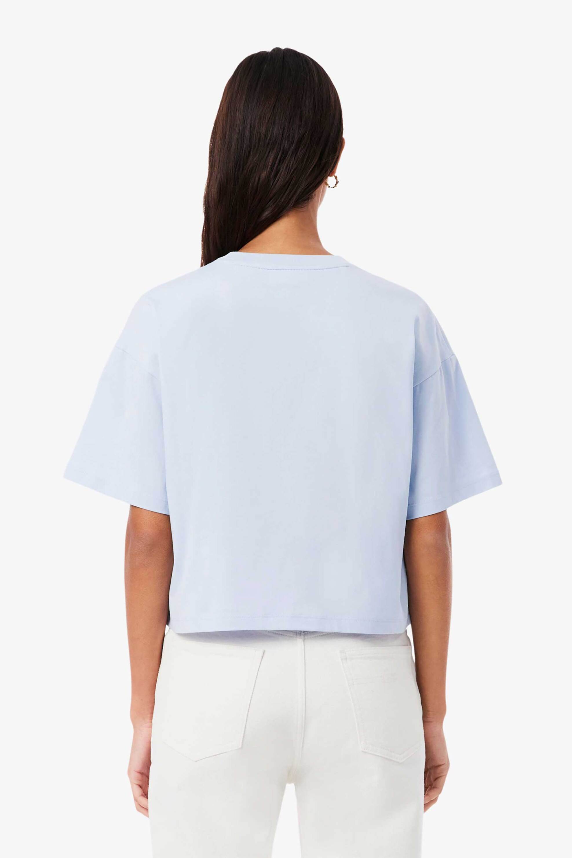 Lacoste Γυναικείο T-Shirt με Κεντημένο Λογότυπο Relaxed Fit - Tf7605-00 Σιελ