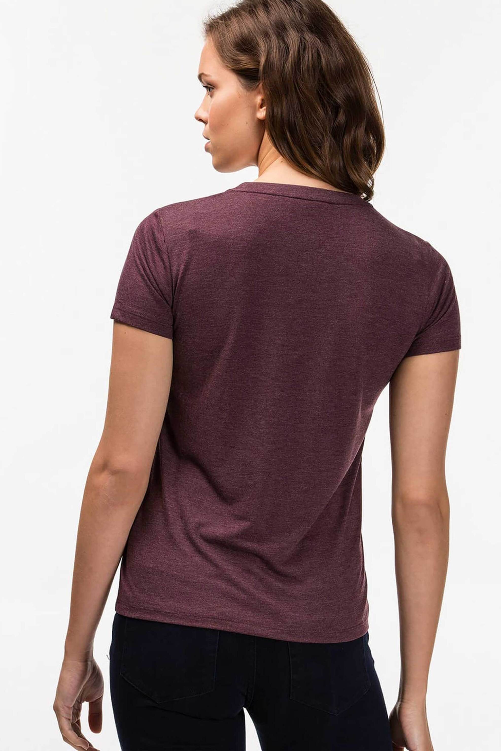 Lacoste Γυναικείο T-Shirt με Lettering Classic Fit - Tf7668 Μπορντό
