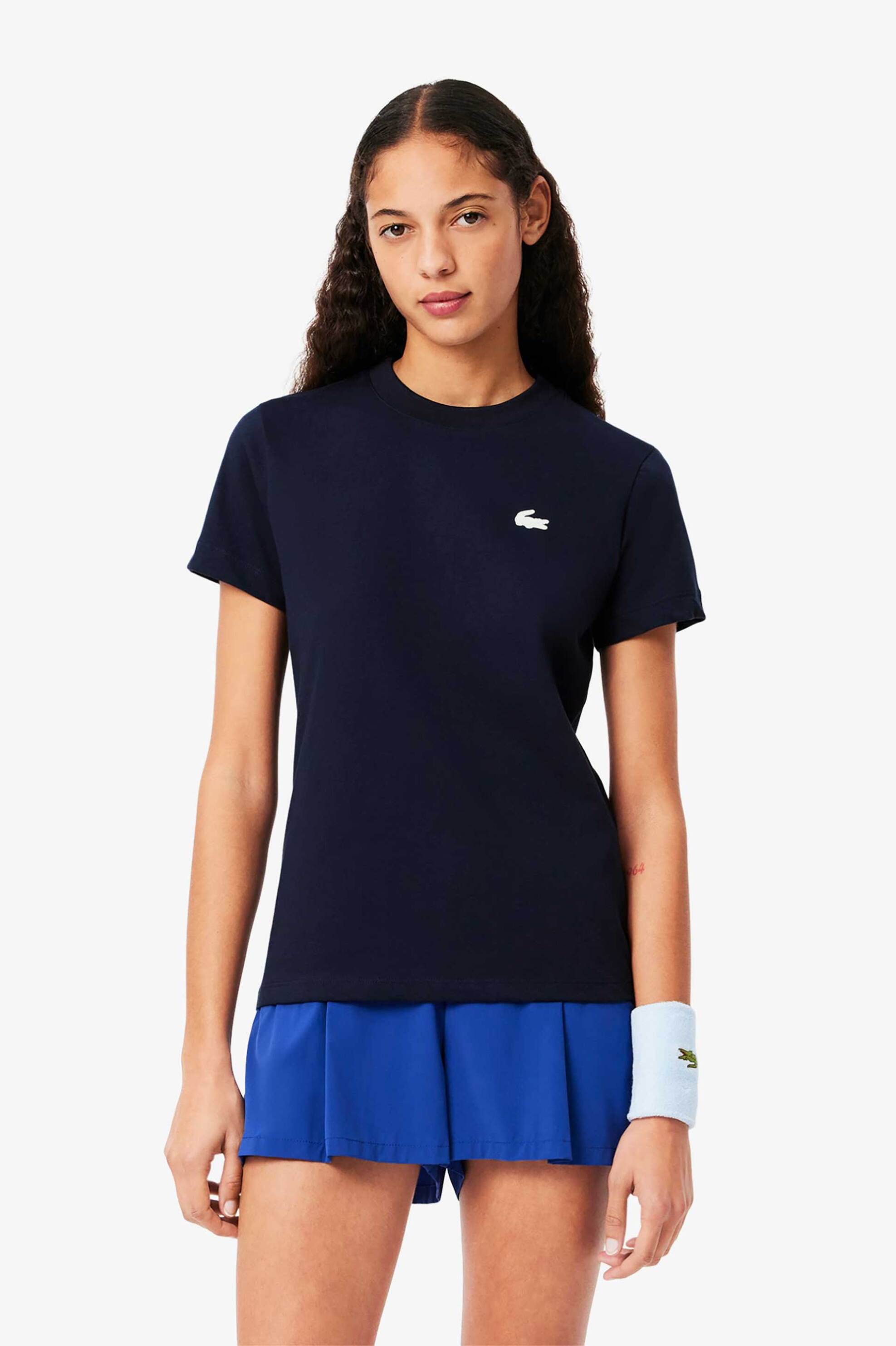 Lacoste γυναικείο T-shirt με λογότυπο Slim Fit "Ultra Dry Technical" - TF9246 Μπλε Σκούρο
