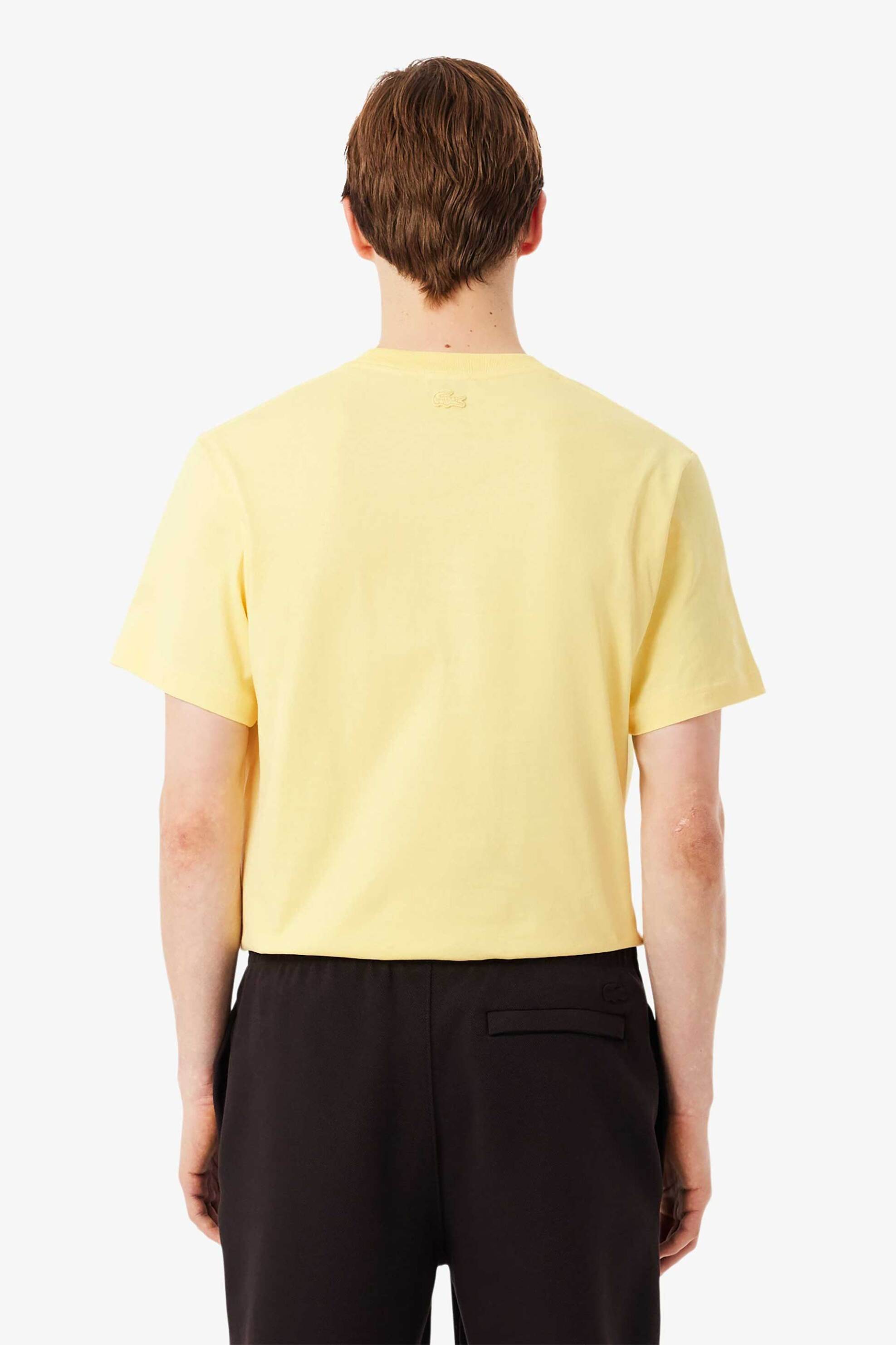 Lacoste Ανδρικό T-Shirt με Κεντημένο Retro Logo Classic Fit - Th0028-00 Κίτρινο Ανοιχτό