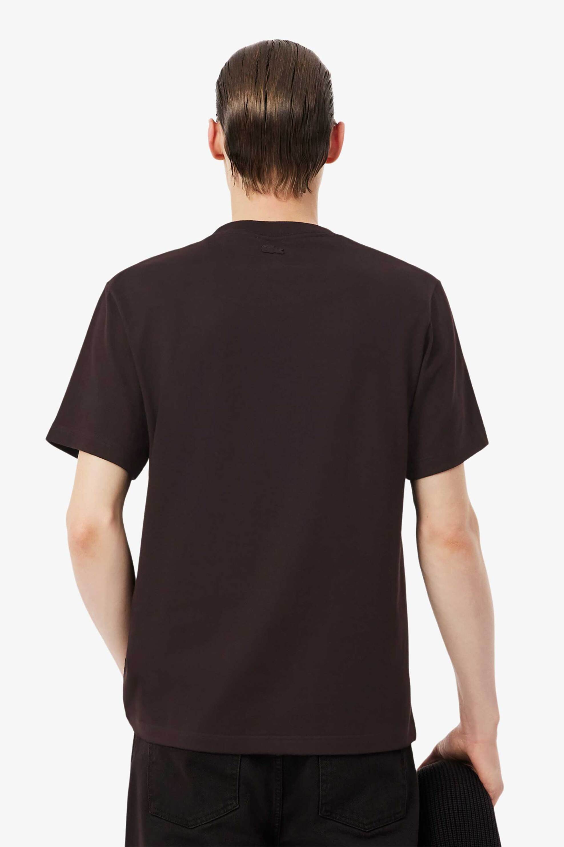 Lacoste Ανδρικό T-Shirt με Κεντημένο Retro Logo Classic Fit - Th0028-00 Καφέ Σκούρο