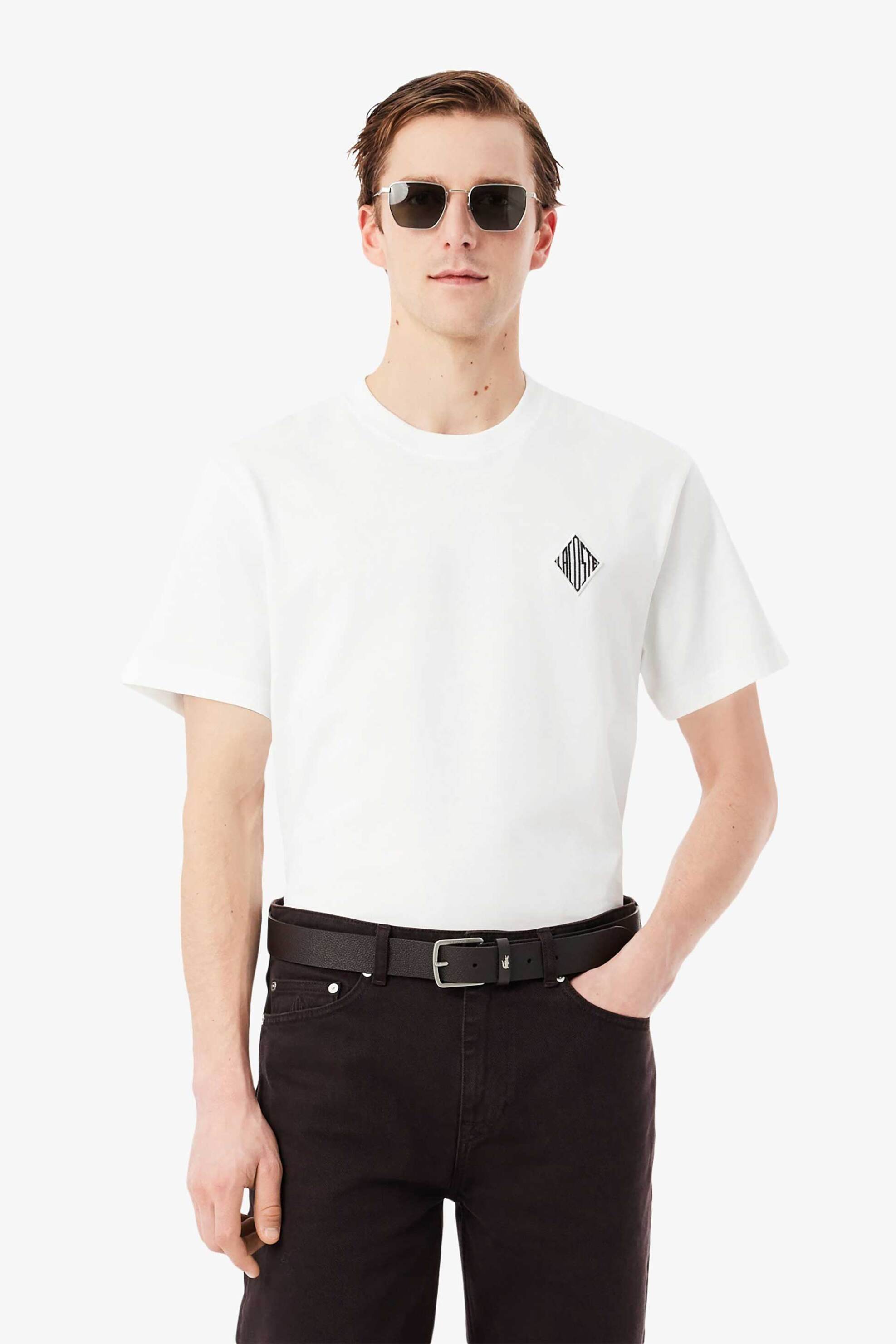 Lacoste ανδρικό T-shirt με κεντημένο retro logo Classic Fit - TH0028-00 Λευκό