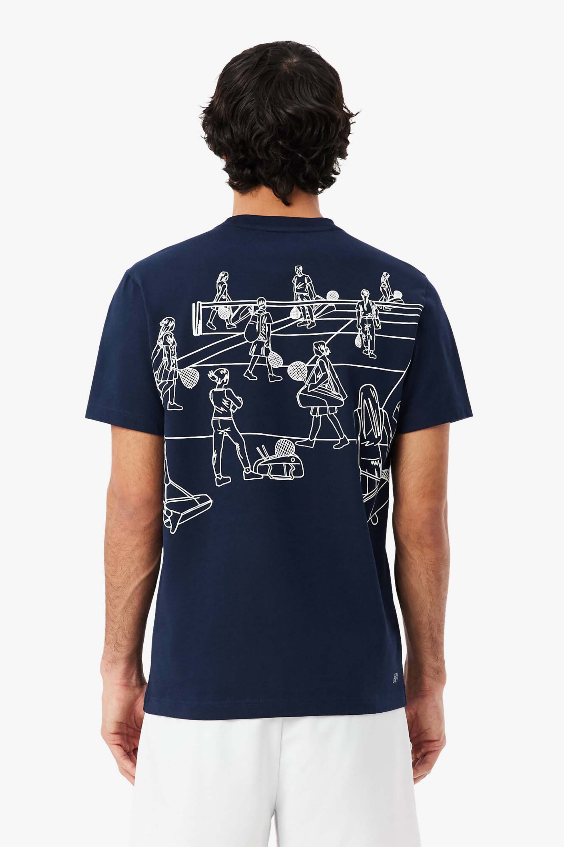 Lacoste Ανδρικό T-Shirt Ultra Dry με Tennis Print Regular Fit - Th0147 Μπλε Σκούρο