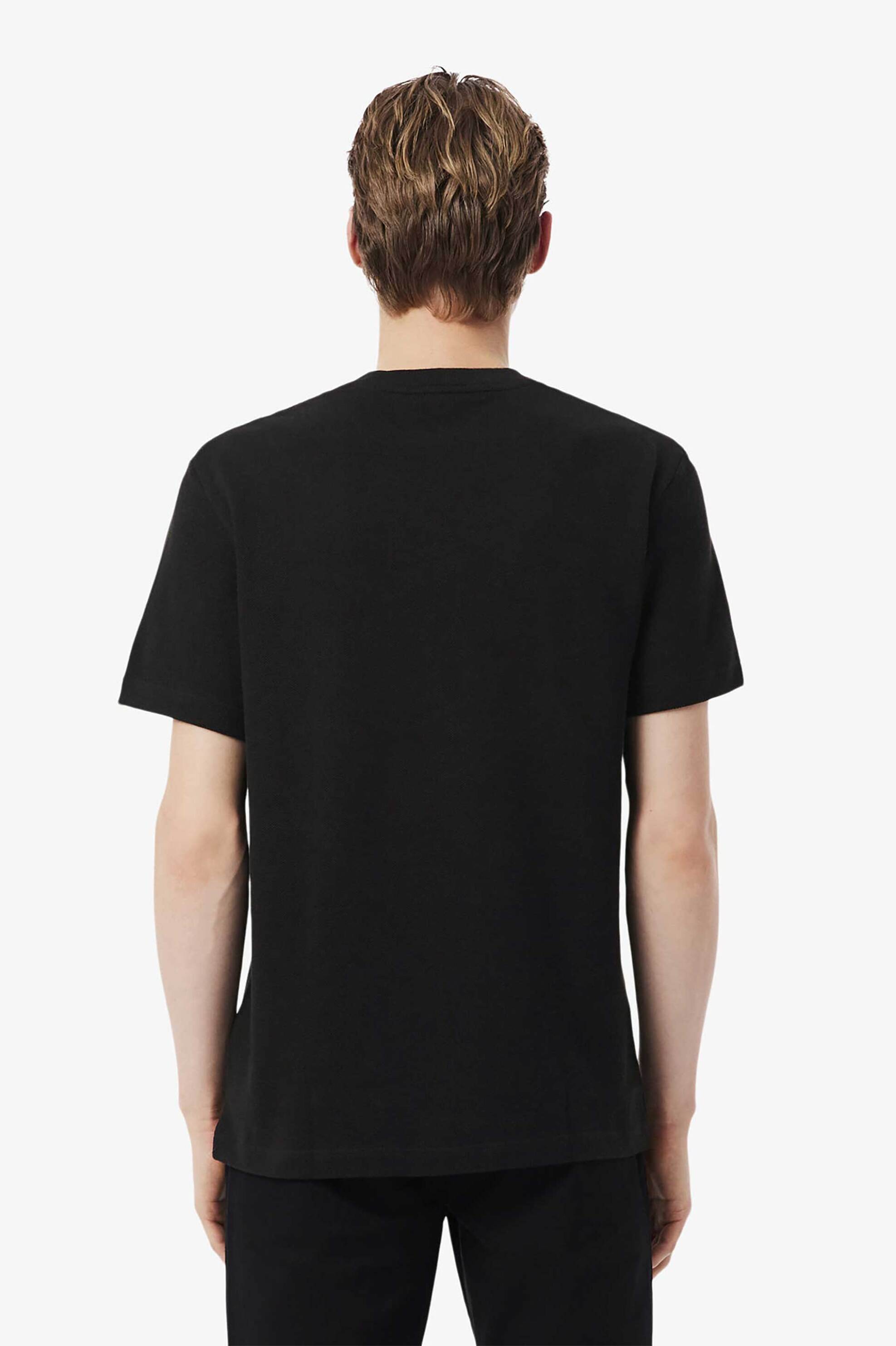 Lacoste Ανδρικό T-Shirt Πικέ με Λινάρι Και Κεντημένο Λογότυπο Classic Fit - Th0629 Μαύρο