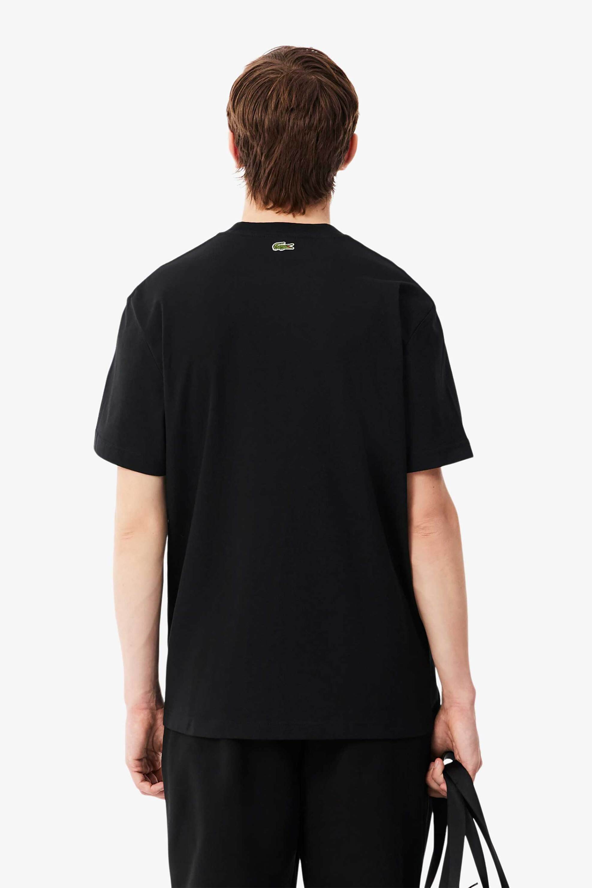 Lacoste Ανδρικό T-Shirt με Logo Print Classic Fit - Th0644 Μαύρο