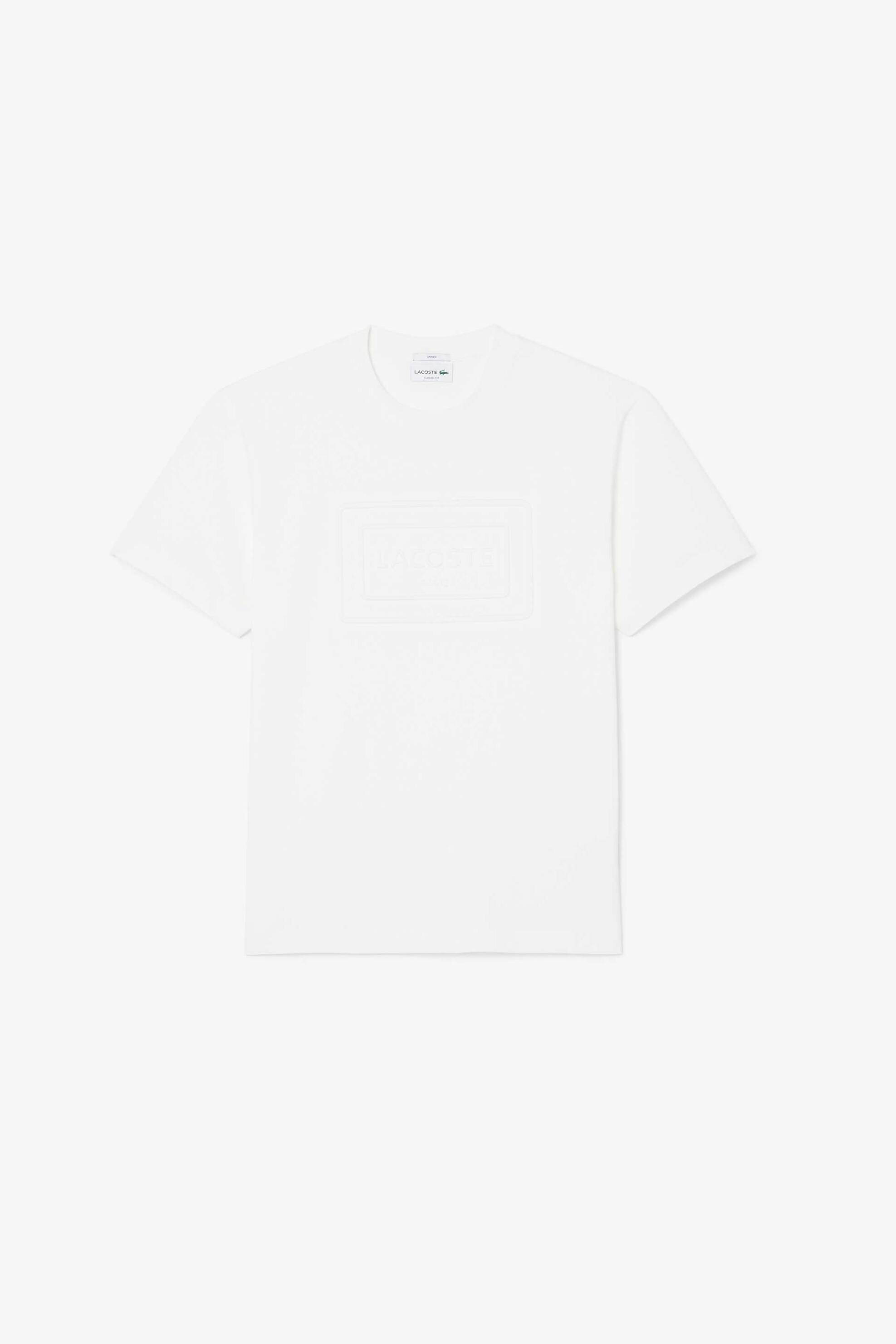 Lacoste Unisex T-Shirt με Ανάγλυφο Λογότυπο Classic Fit - Th0794 Λευκό