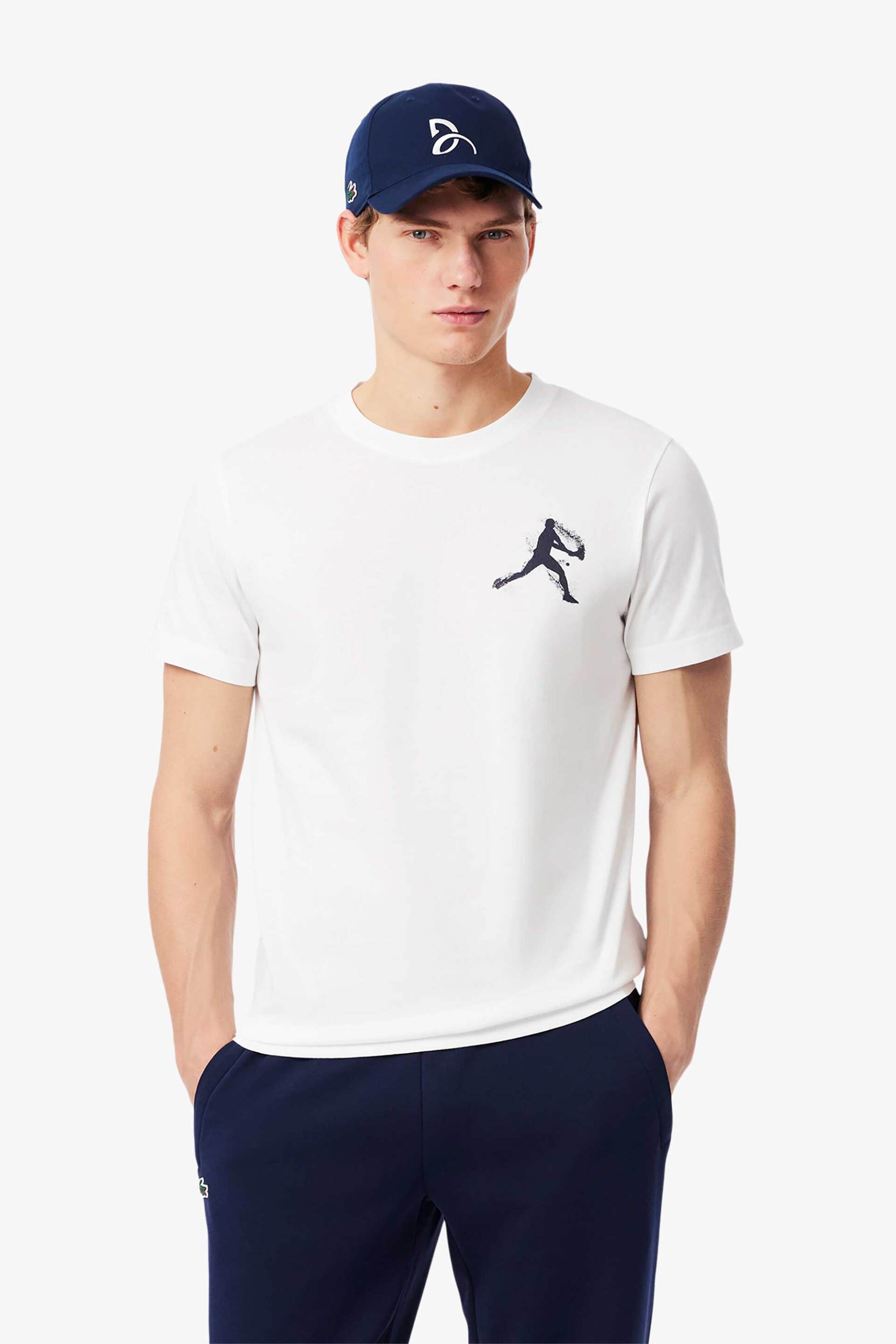 Lacoste σετ ανδρικό T-shirt με καπέλο "Tennis x Novak Djokovic" (2 τεμάχια) - TH1044-00 Λευκό