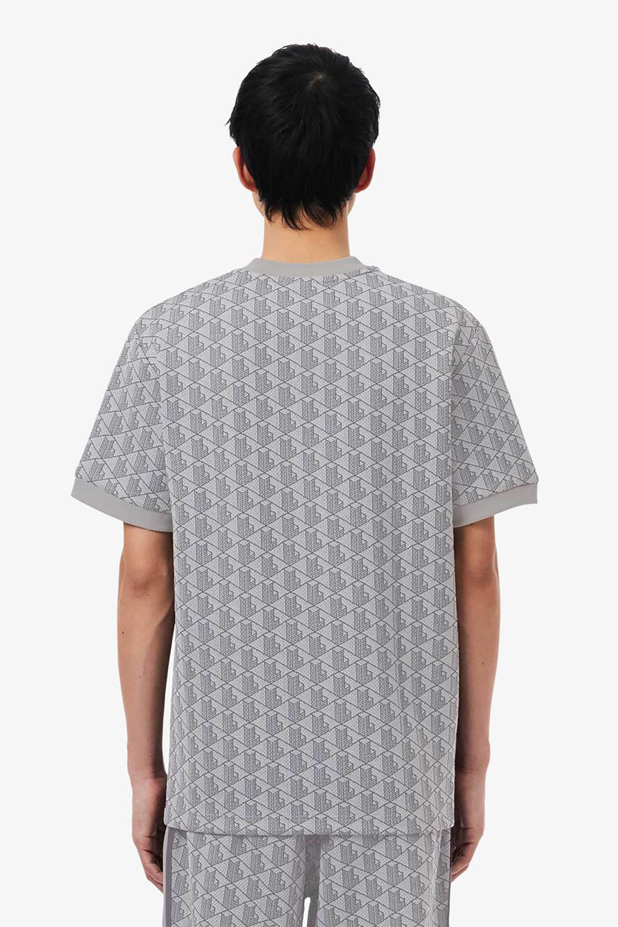 Lacoste Ανδρικό T-Shirt με All-Over Monogram Pattern Classic Fit - Th1197 Γκρι