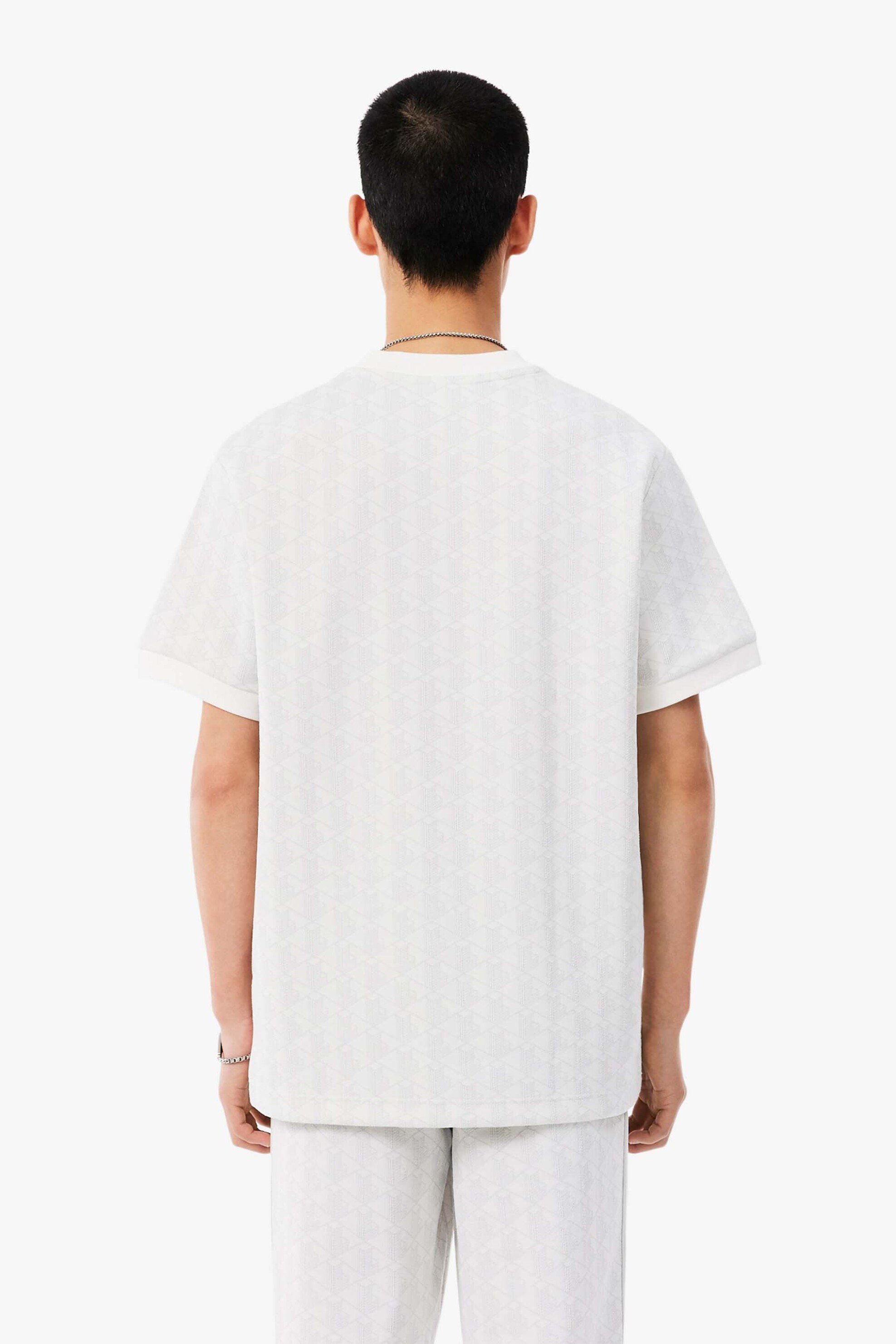 Lacoste Ανδρικό T-Shirt με All-Over Monogram Pattern Classic Fit - Th1197 Λευκό