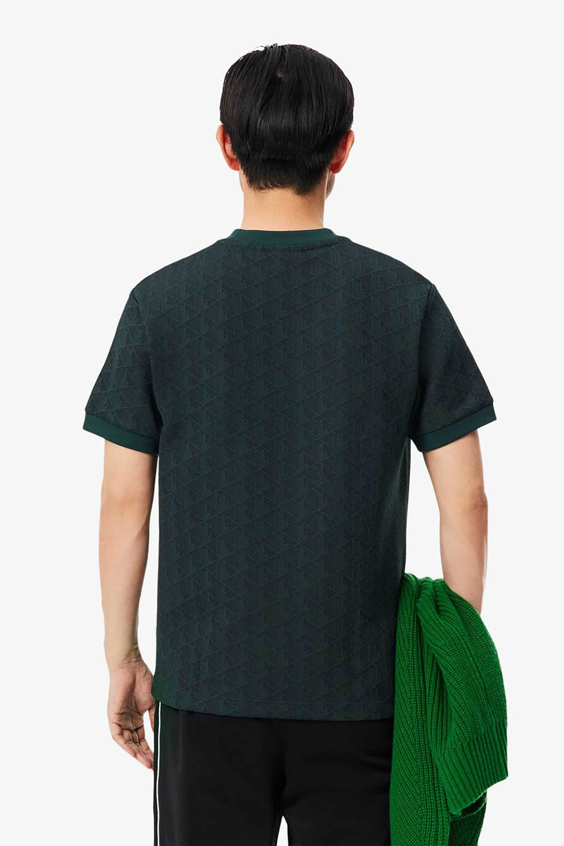 Lacoste Ανδρικό T-Shirt με All-Over Monogram Pattern Classic Fit - Th1197 Πράσινο Σκούρο