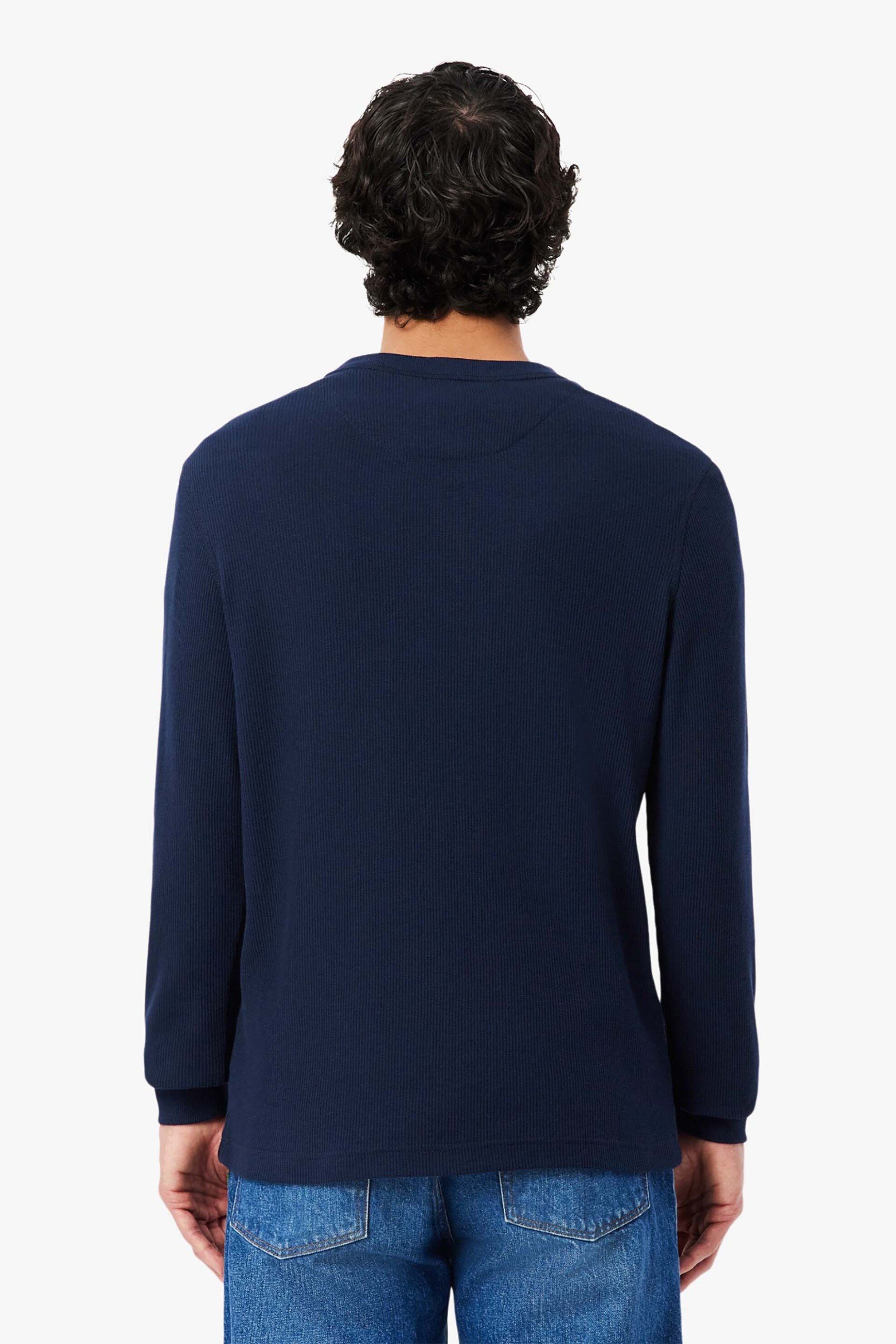 Lacoste Ανδρική Μπλούζα Henley με Waffle Knit Pattern Και Κεντημένο Λογότυπο Regular Fit - Th1300 Μπλε Σκούρο