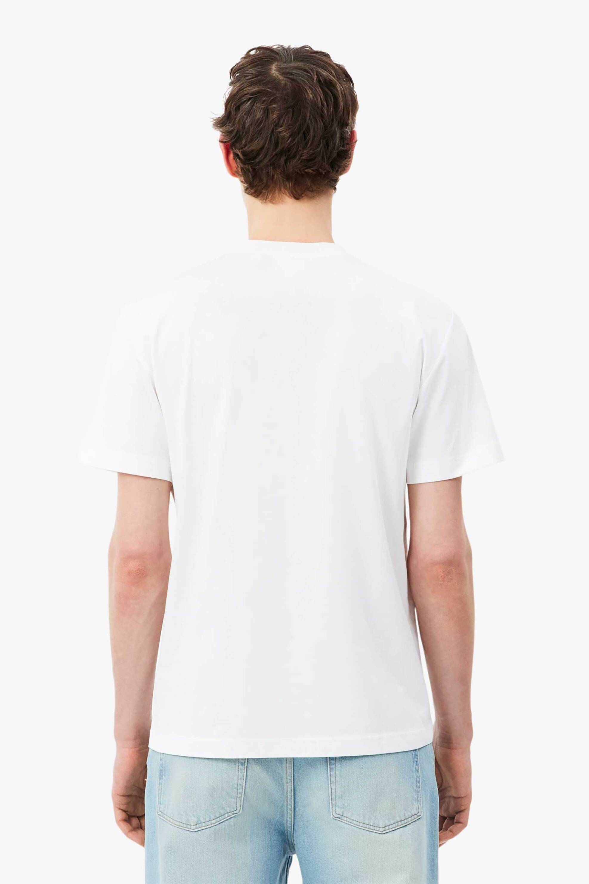Lacoste Ανδρικό T-Shirt με Logo Print Classic Fit - Th1435 Λευκό