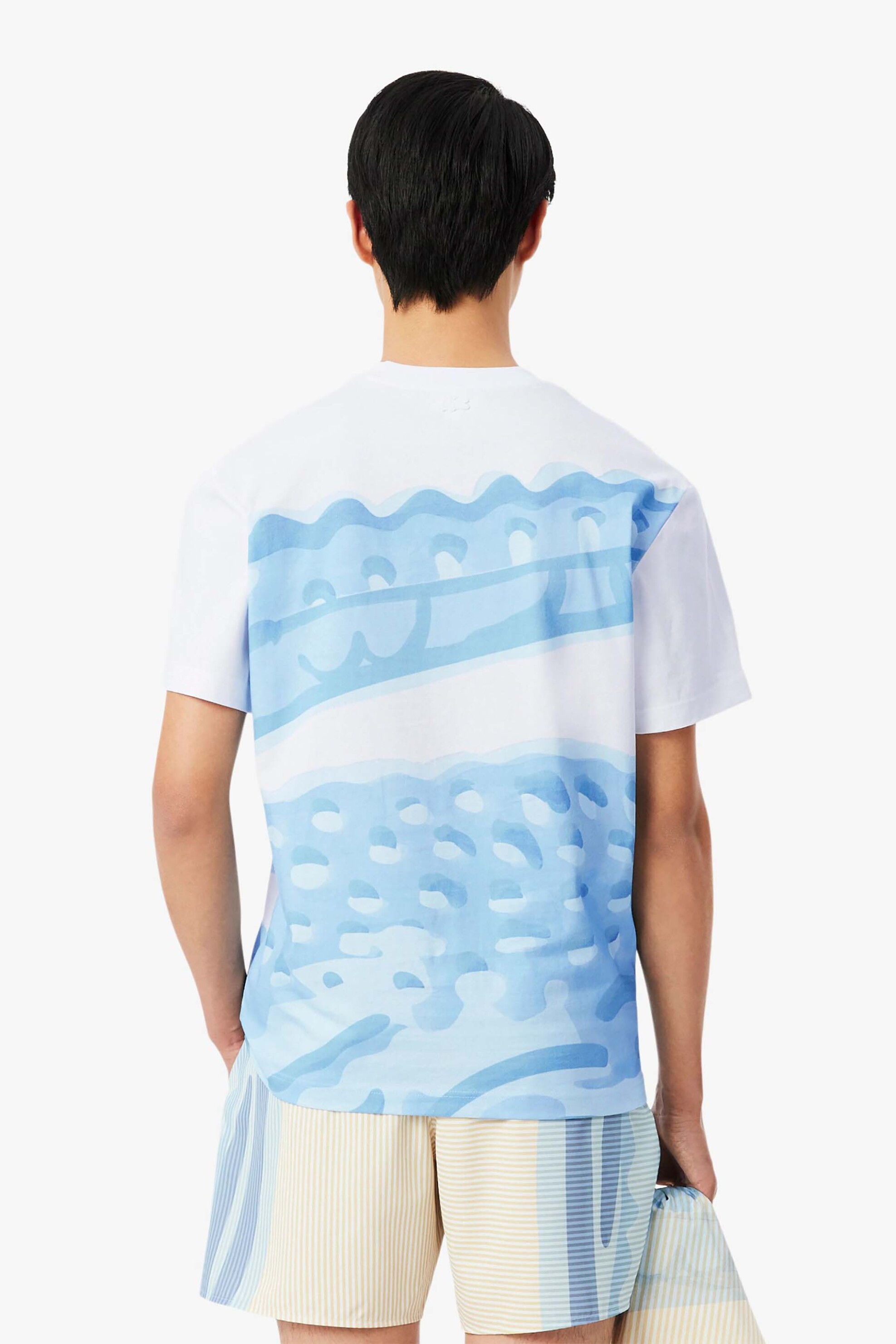 Lacoste Ανδρικό T-Shirt με Crocodile Print Classic Fit - Th1997 Λευκό