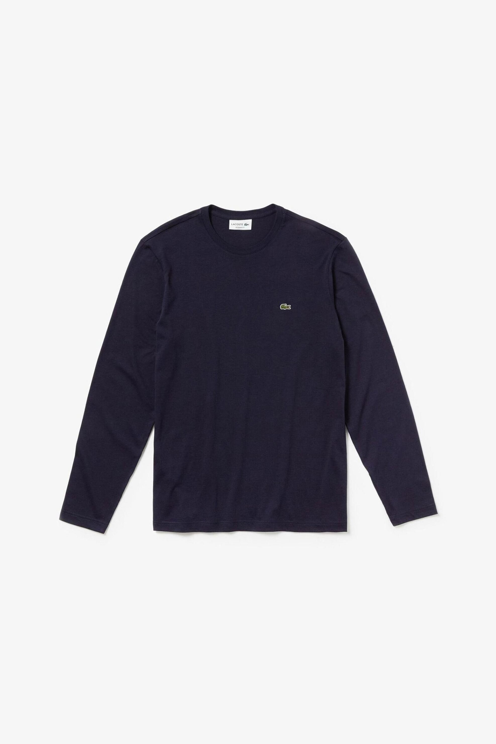 LACOSTE Lacoste ανδρική μακρυμάνικη μπλούζα μονόχρωμη με κεντημένο λογότυπο - TH2040 Μπλε Σκούρο