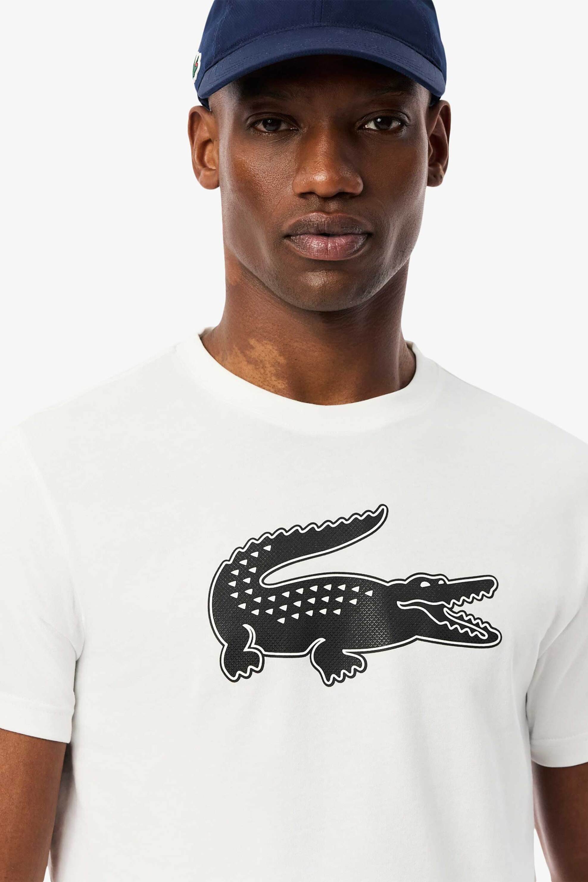 Lacoste ανδρικό T-shirt με XXL logo print Regular Fit - TH2042 Ασπρόμαυρο φωτογραφία