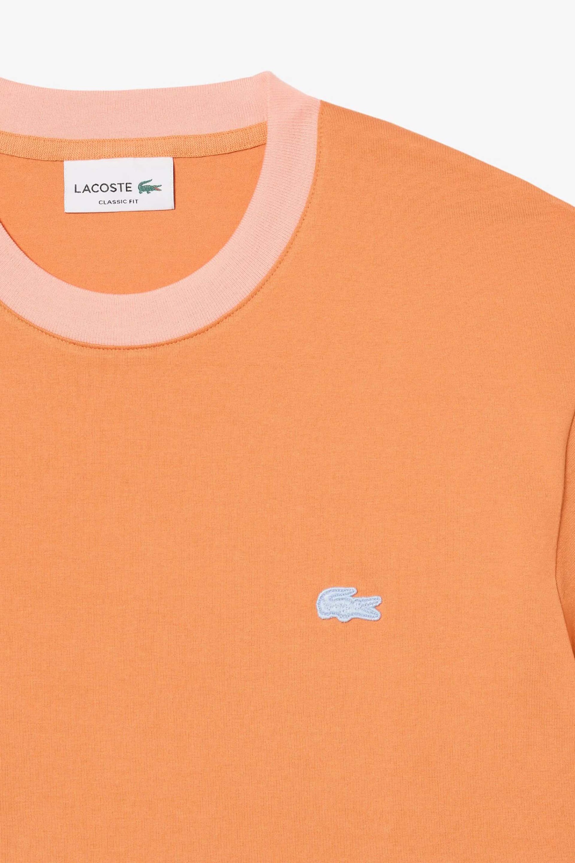 Lacoste Ανδρικό T-Shirt με Contrast Λαιμόκοψη Και Λογότυπο Classic Fit - Th2323 Πορτοκαλί