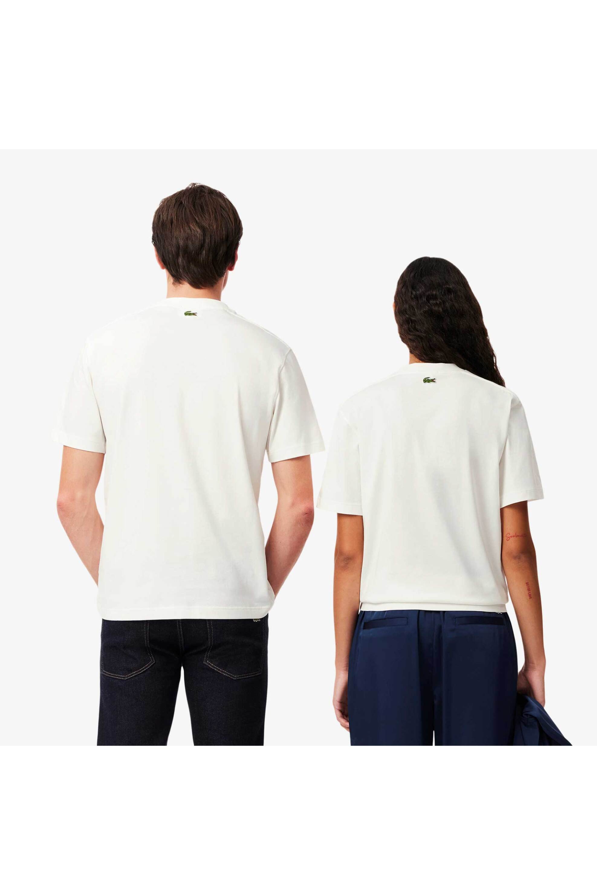 Lacoste unisex T-shirt με signature logo print Relaxed Fit - TH2733-00 Λευκό φωτογραφία