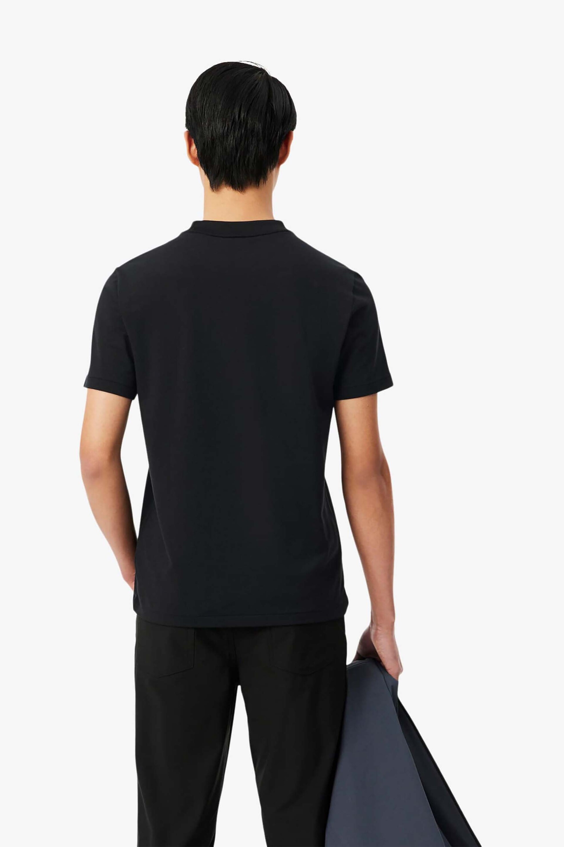 Lacoste Ανδρικό T-Shirt Πικέ με Ton-Sur-Ton Λογότυπο Regular Fit - Th5060 Μαύρο