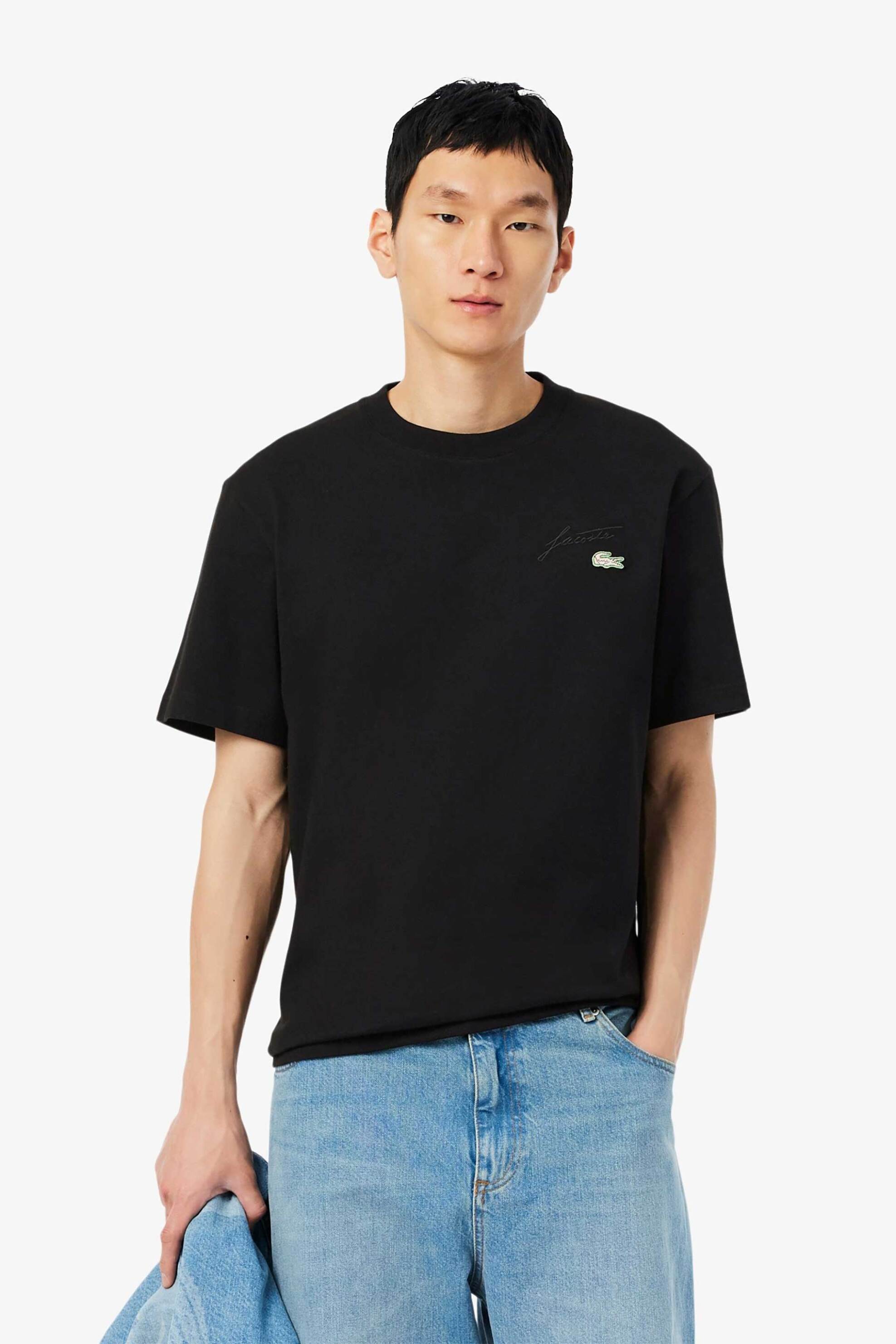 Lacoste ανδρικό T-shirt με κεντημένο λογότυπο Classic Fit - TH5492-00 Μαύρο