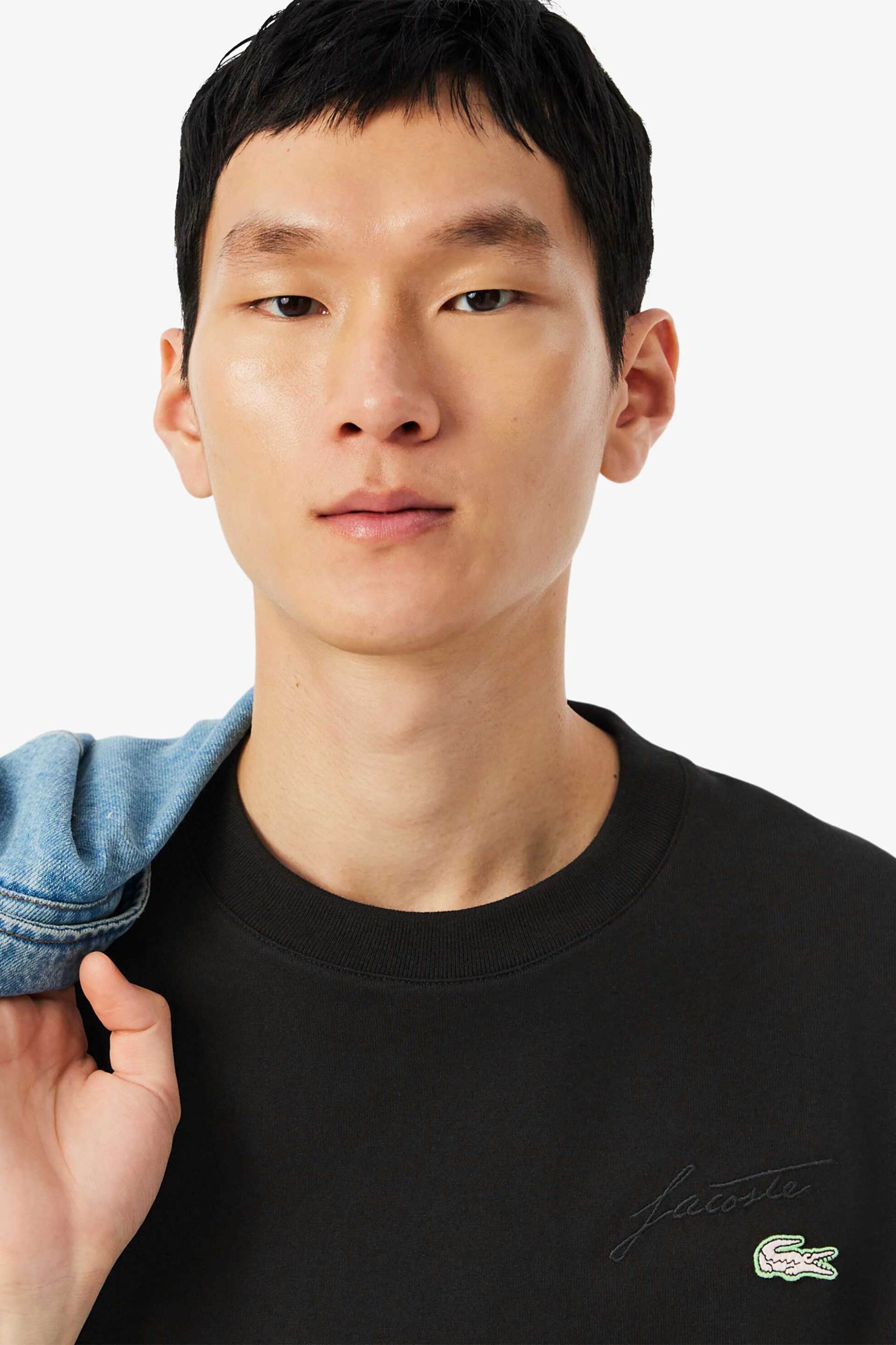 Lacoste ανδρικό T-shirt με κεντημένο λογότυπο Classic Fit - TH5492-00 Μαύρο φωτογραφία