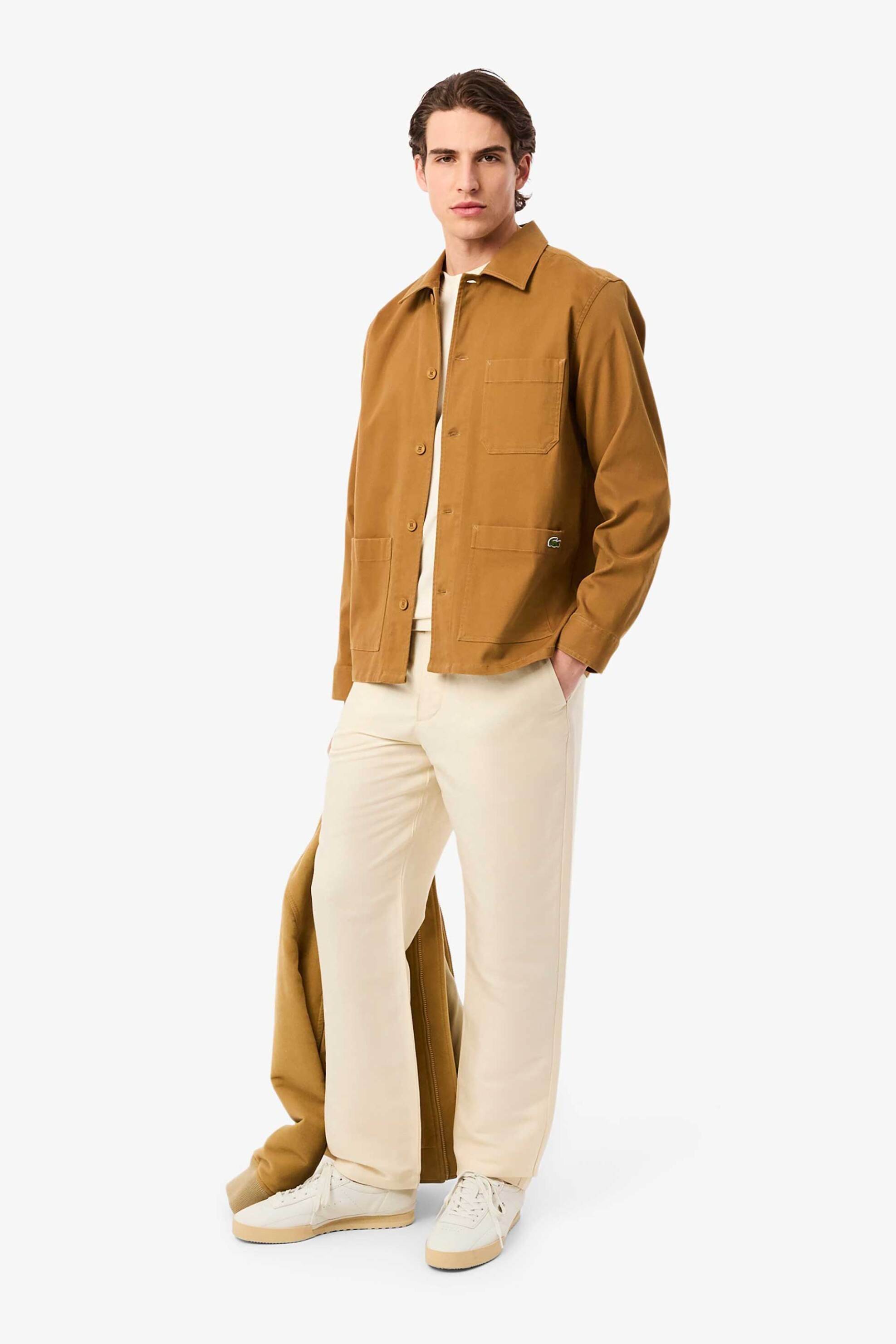 Lacoste ανδρικό T-shirt με κεντημένο λογότυπο Classic Fit - TH5492-00 Εκρού φωτογραφία