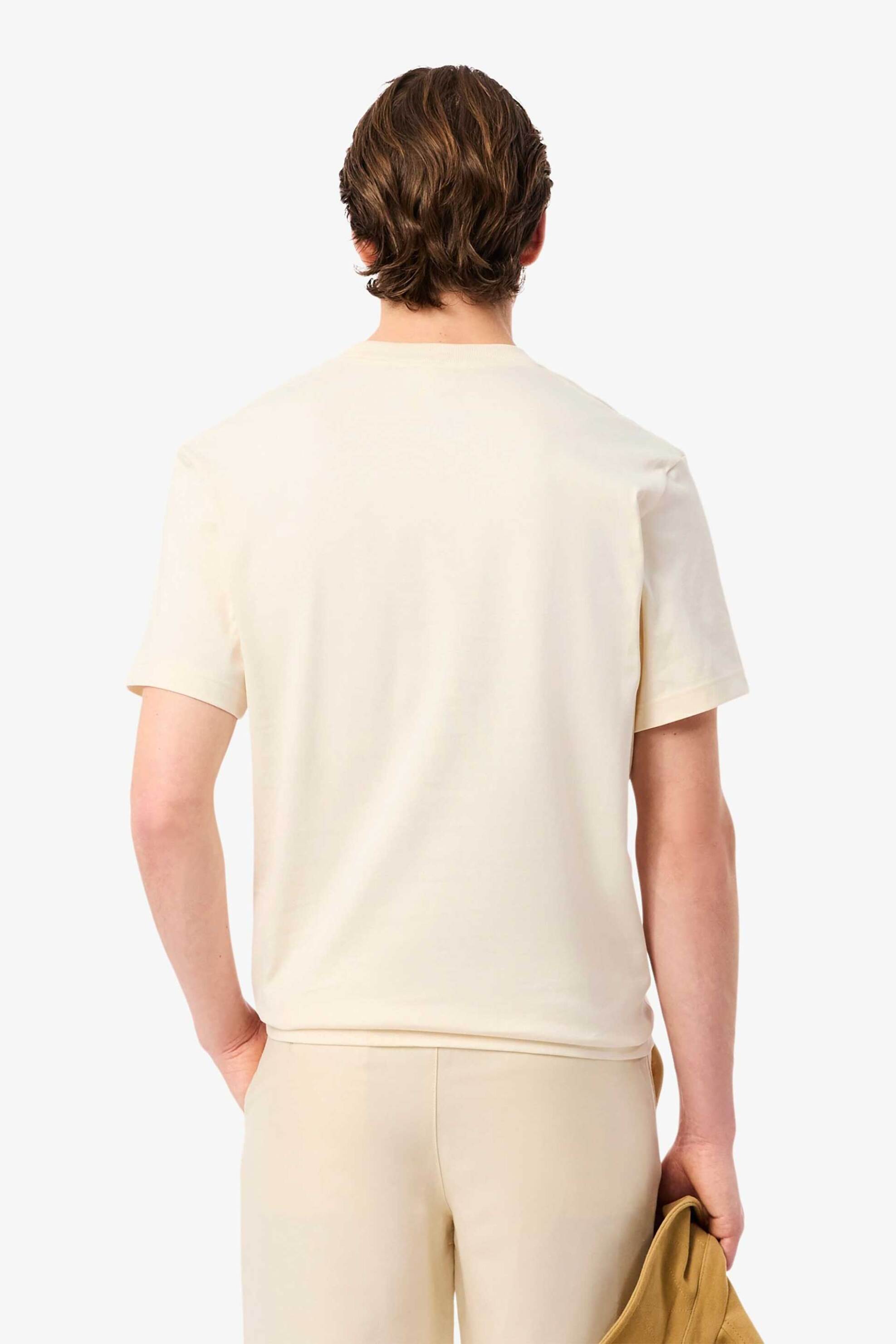 Lacoste ανδρικό T-shirt με κεντημένο λογότυπο Classic Fit - TH5492-00 Εκρού φωτογραφία