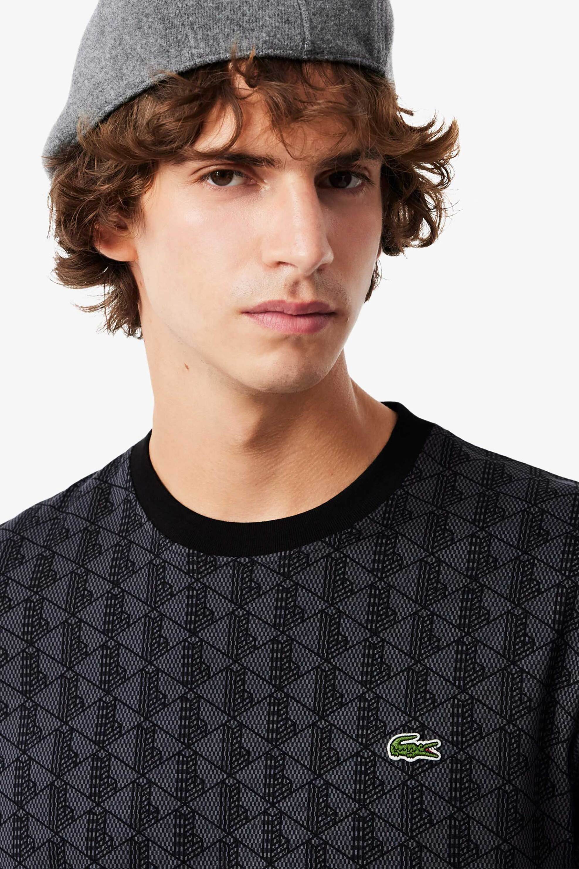 Lacoste ανδρικό T-shirt με all-over monogram και κεντημένο λογότυπο Classic Fit - TH5902-00 Ανθρακί φωτογραφία