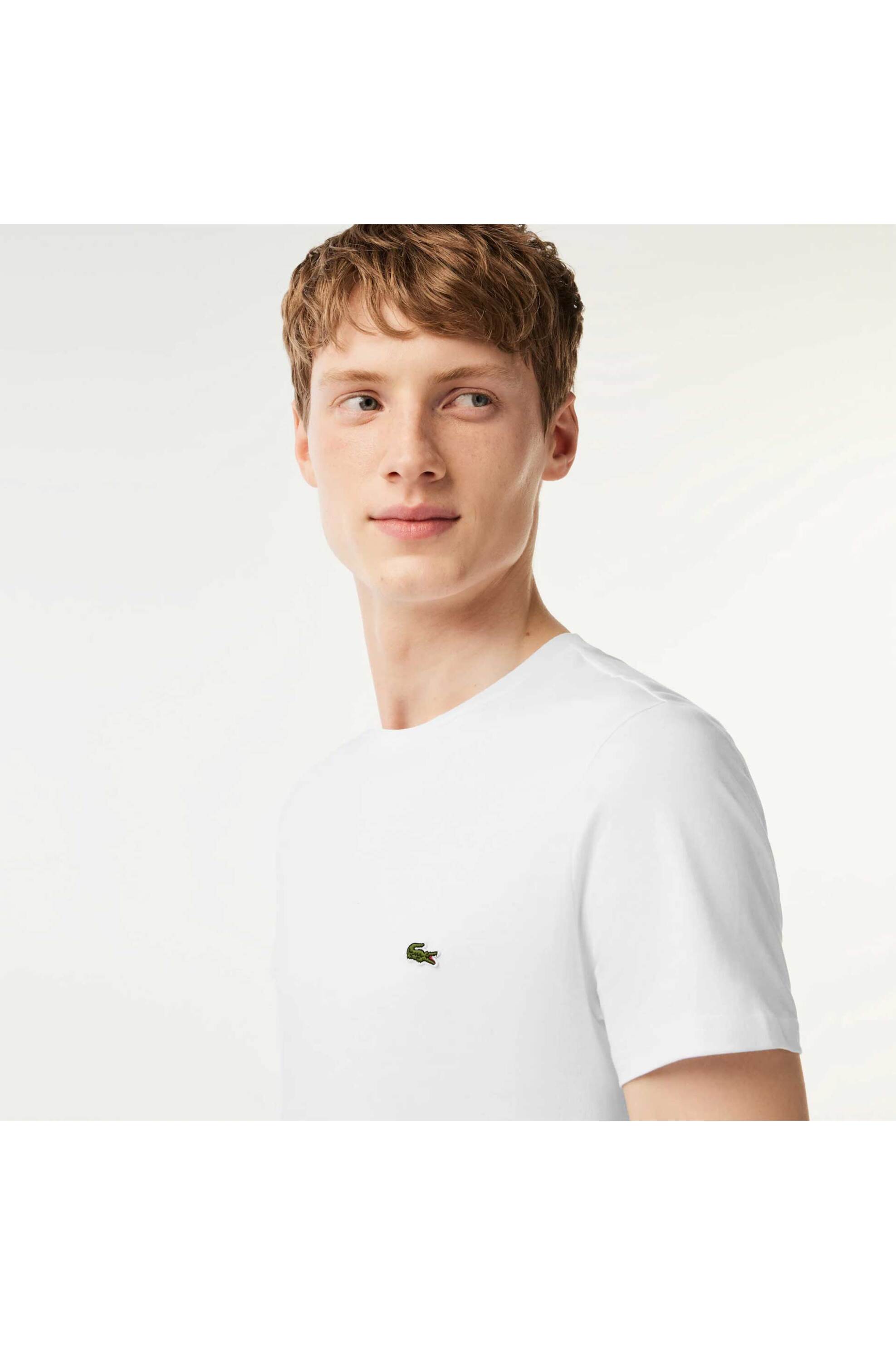 Lacoste ανδρικό T-shirt με κεντημένο λογότυπο Regular Fit - TH6709 Λευκό φωτογραφία