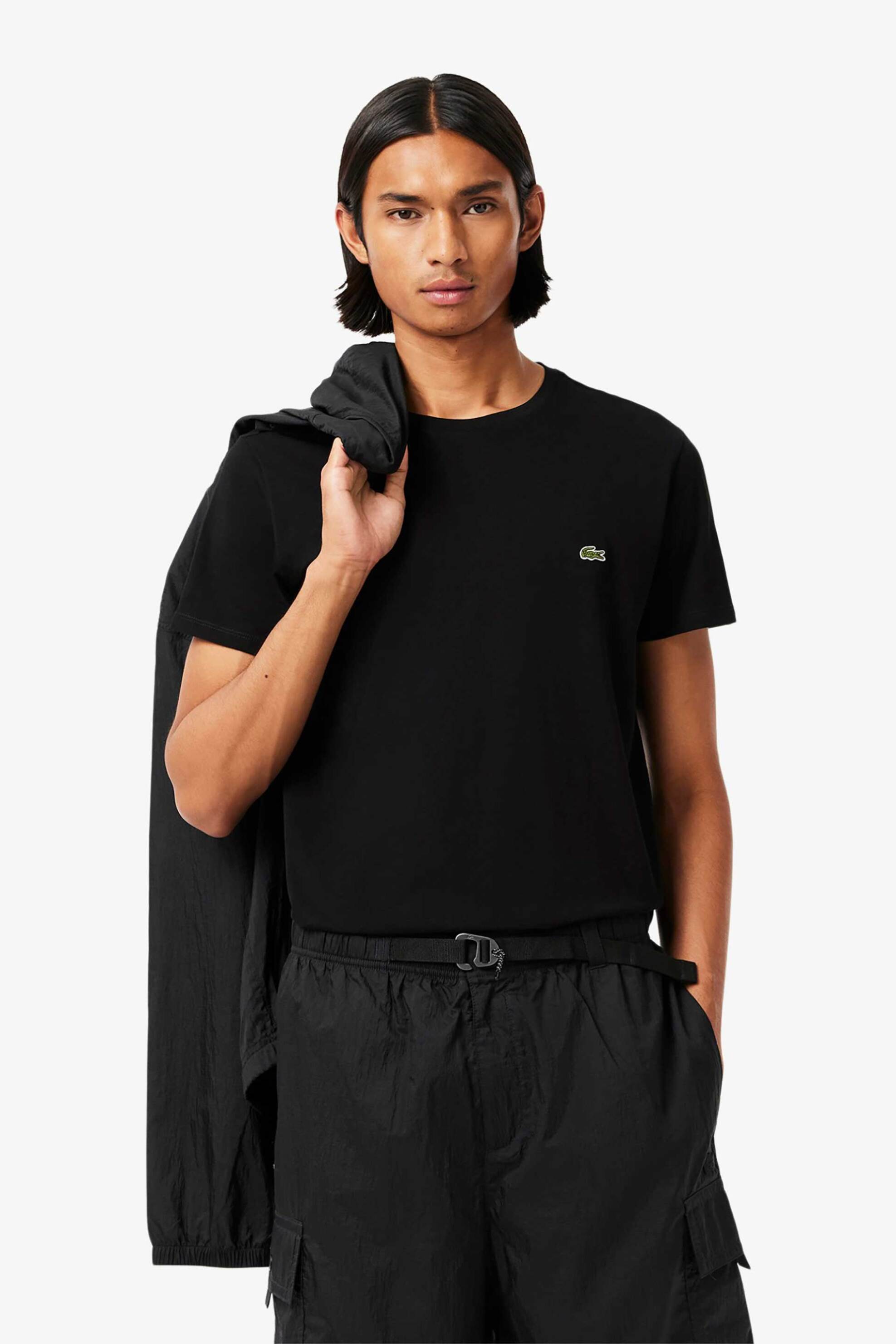 Lacoste ανδρικό T-shirt με κεντημένο λογότυπο Regular Fit - TH6709 Μαύρο