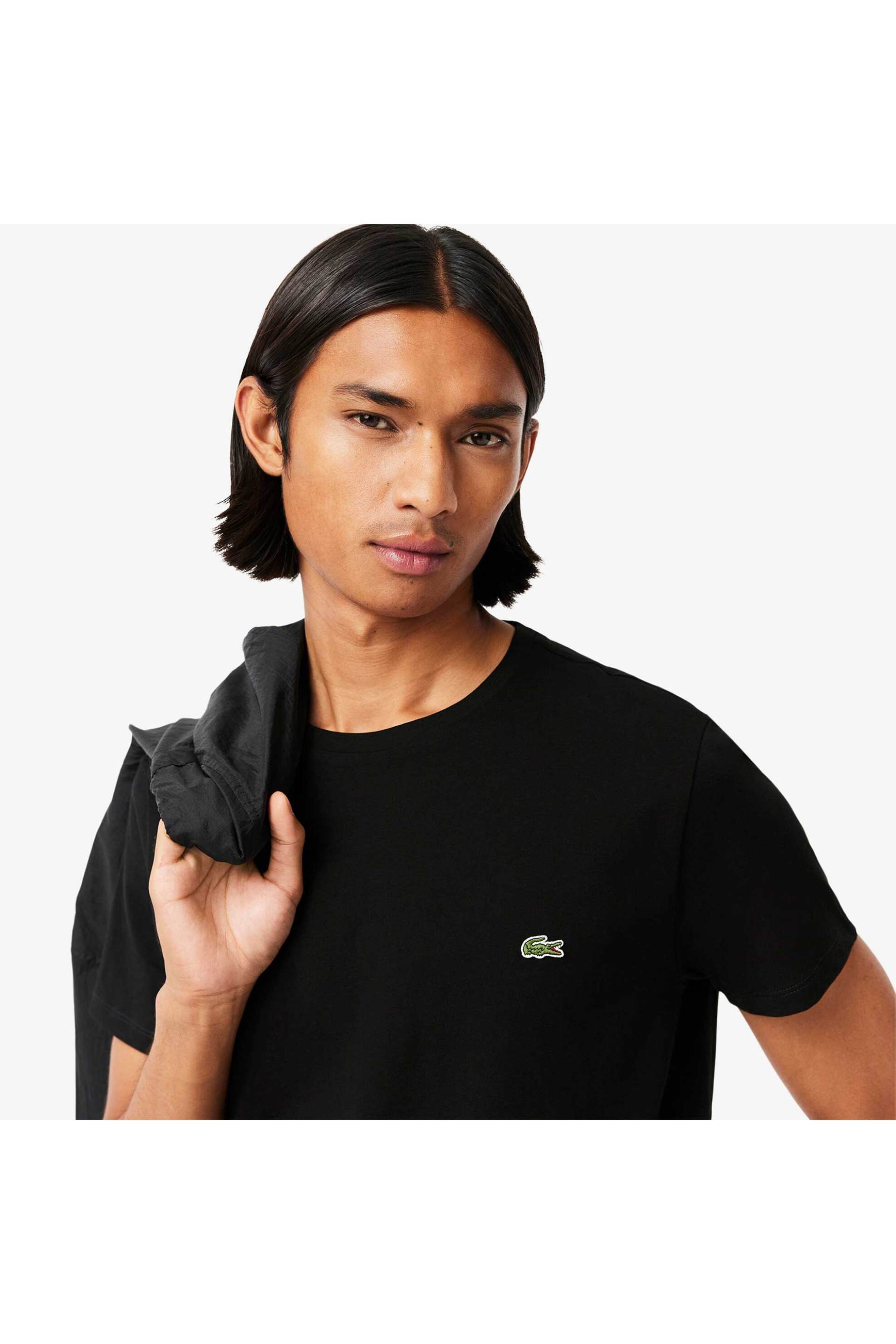 Lacoste ανδρικό T-shirt με κεντημένο λογότυπο Regular Fit - TH6709 Μαύρο φωτογραφία