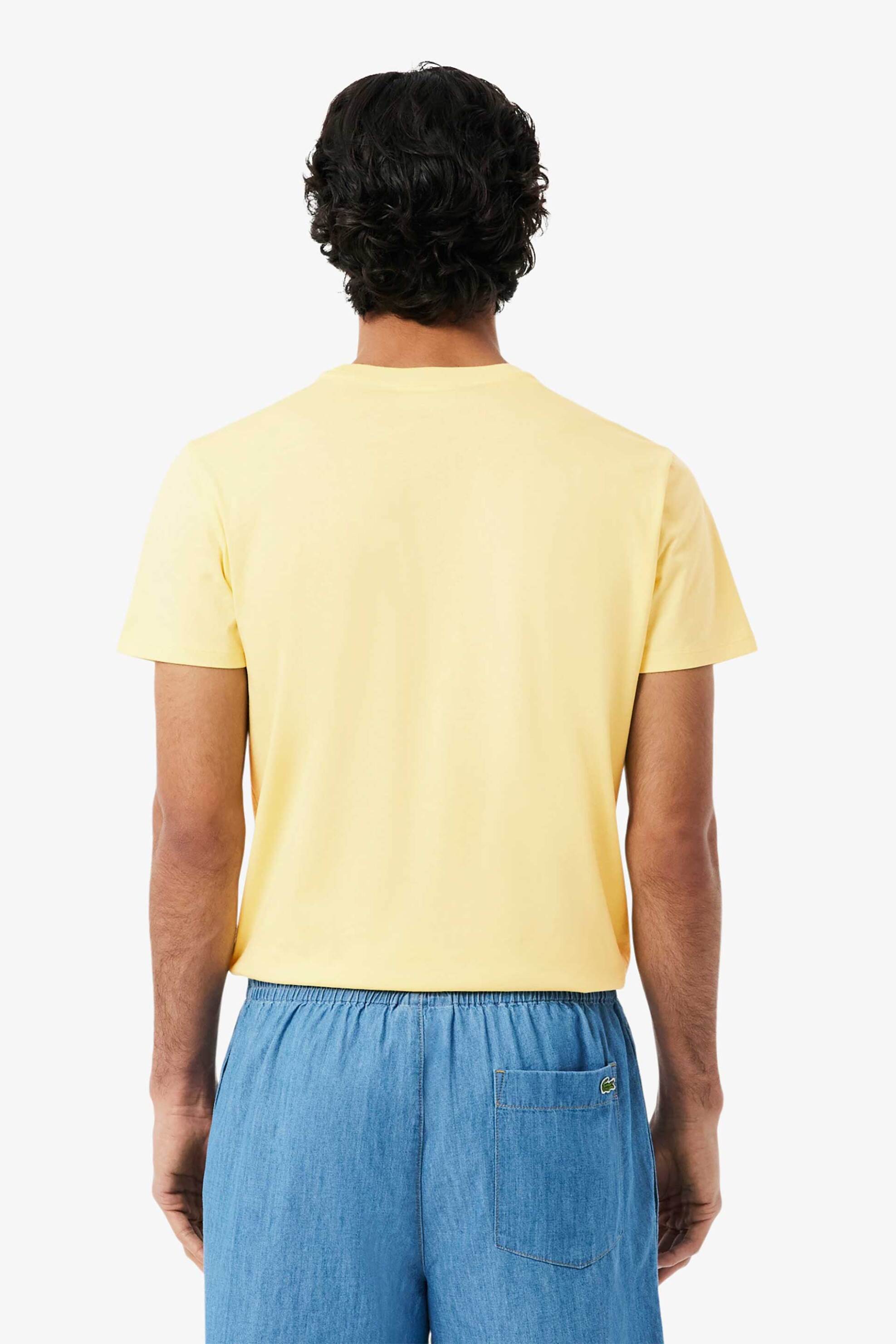 Lacoste Ανδρικό T-Shirt με Κεντημένο Λογότυπο Regular Fit - Th6709 Κίτρινο Ανοιχτό