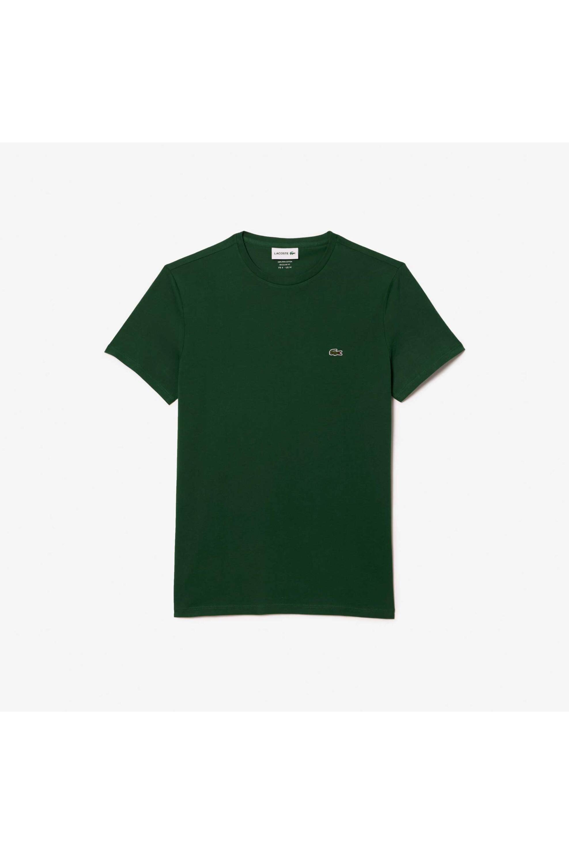 Lacoste Ανδρικό T-Shirt με Κεντημένο Λογότυπο Regular Fit - Th6709 Πράσινο Σκούρο