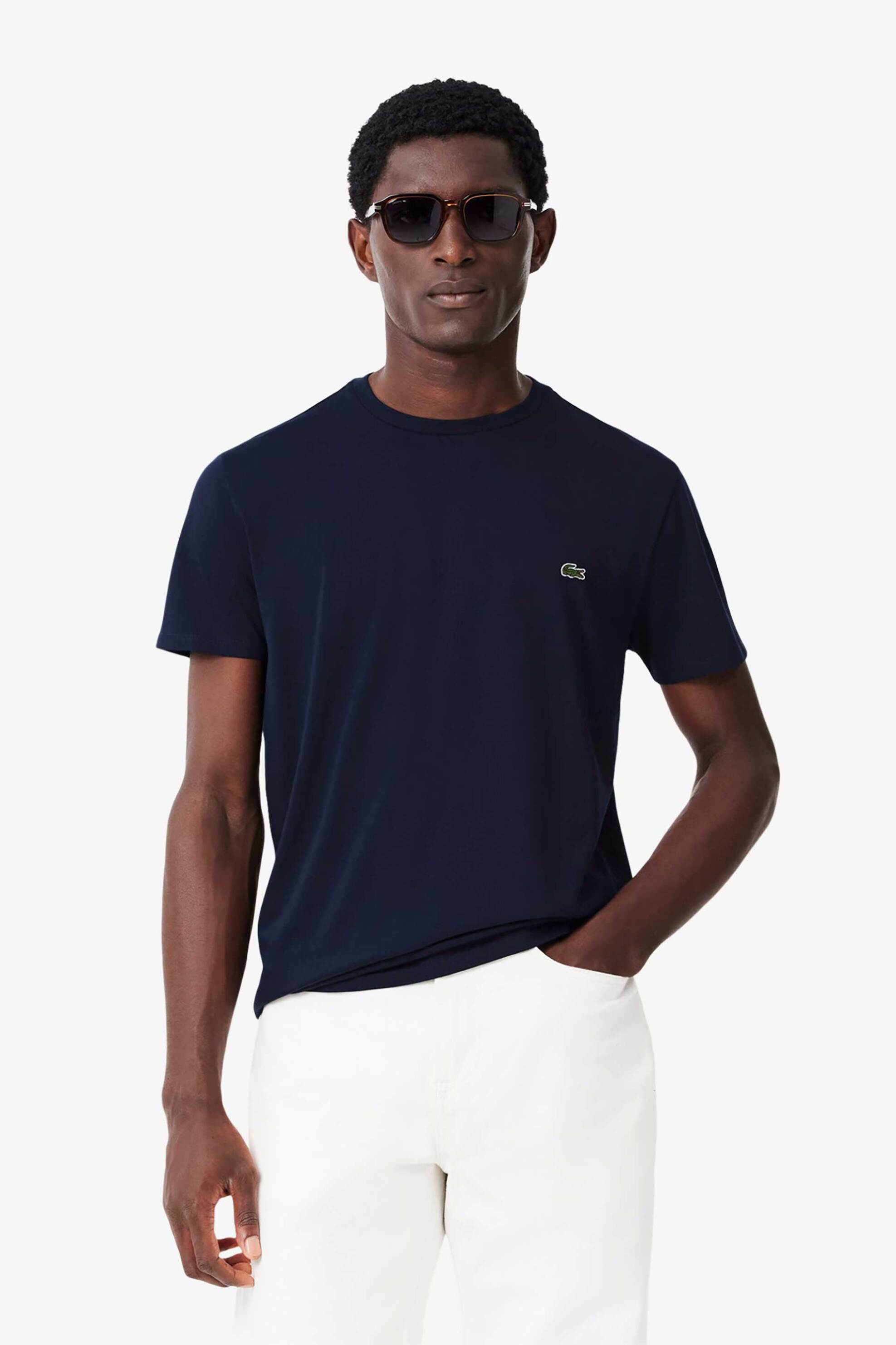 Lacoste ανδρικό T-shirt με κεντημένο λογότυπο Regular Fit - TH6709 Μπλε Σκούρο