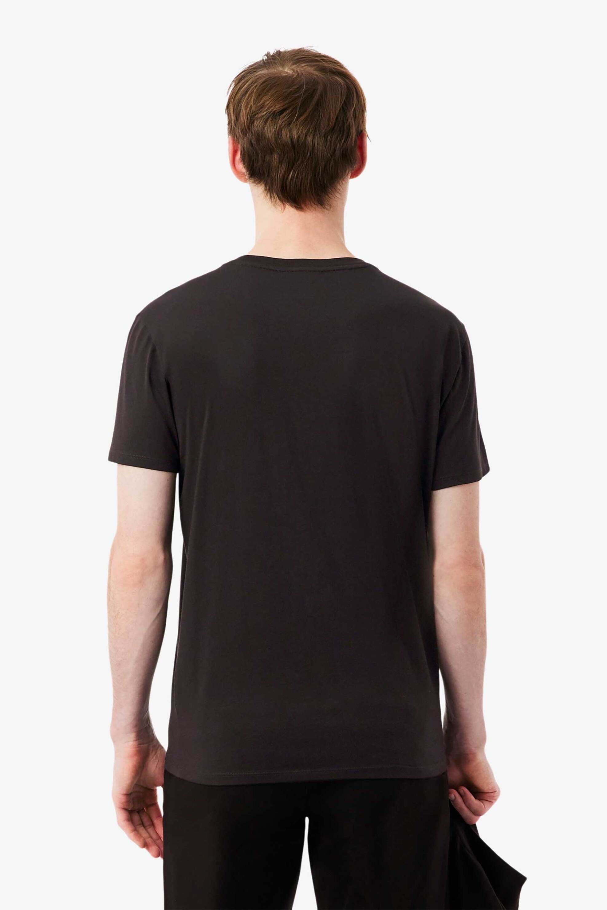 Lacoste Ανδρικό T-Shirt με Κεντημένο Λογότυπο Regular Fit - Th6709 Καφέ Σκούρο