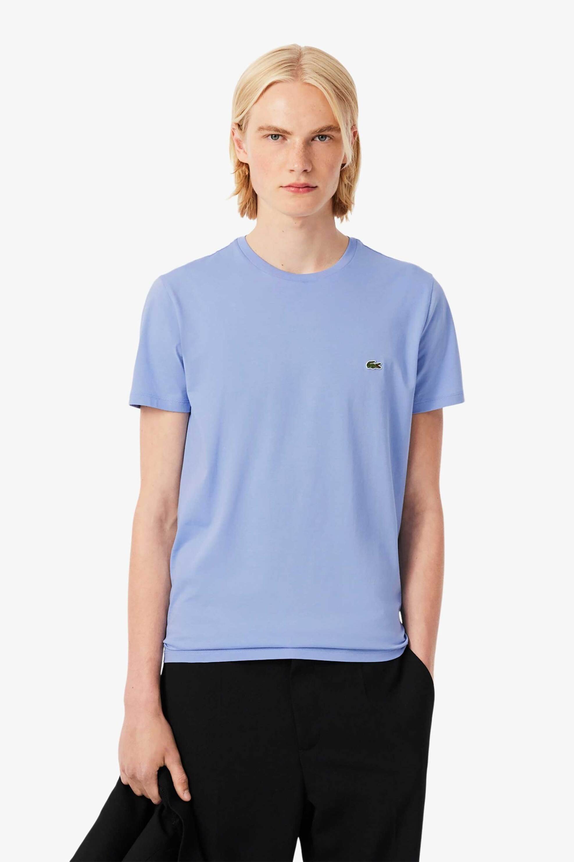 Lacoste ανδρικό T-shirt με κεντημένο λογότυπο Regular Fit - TH6709 Λιλά