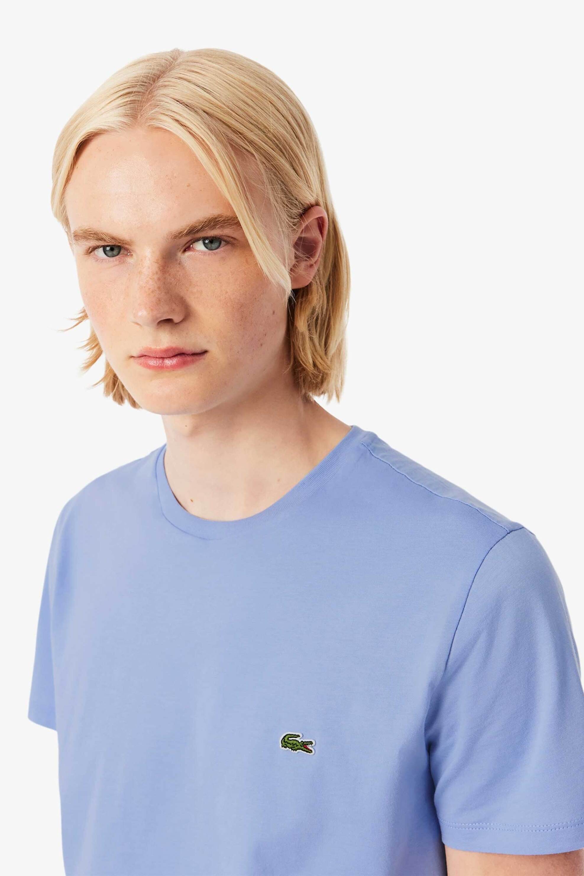 Lacoste ανδρικό T-shirt με κεντημένο λογότυπο Regular Fit - TH6709 Λιλά φωτογραφία