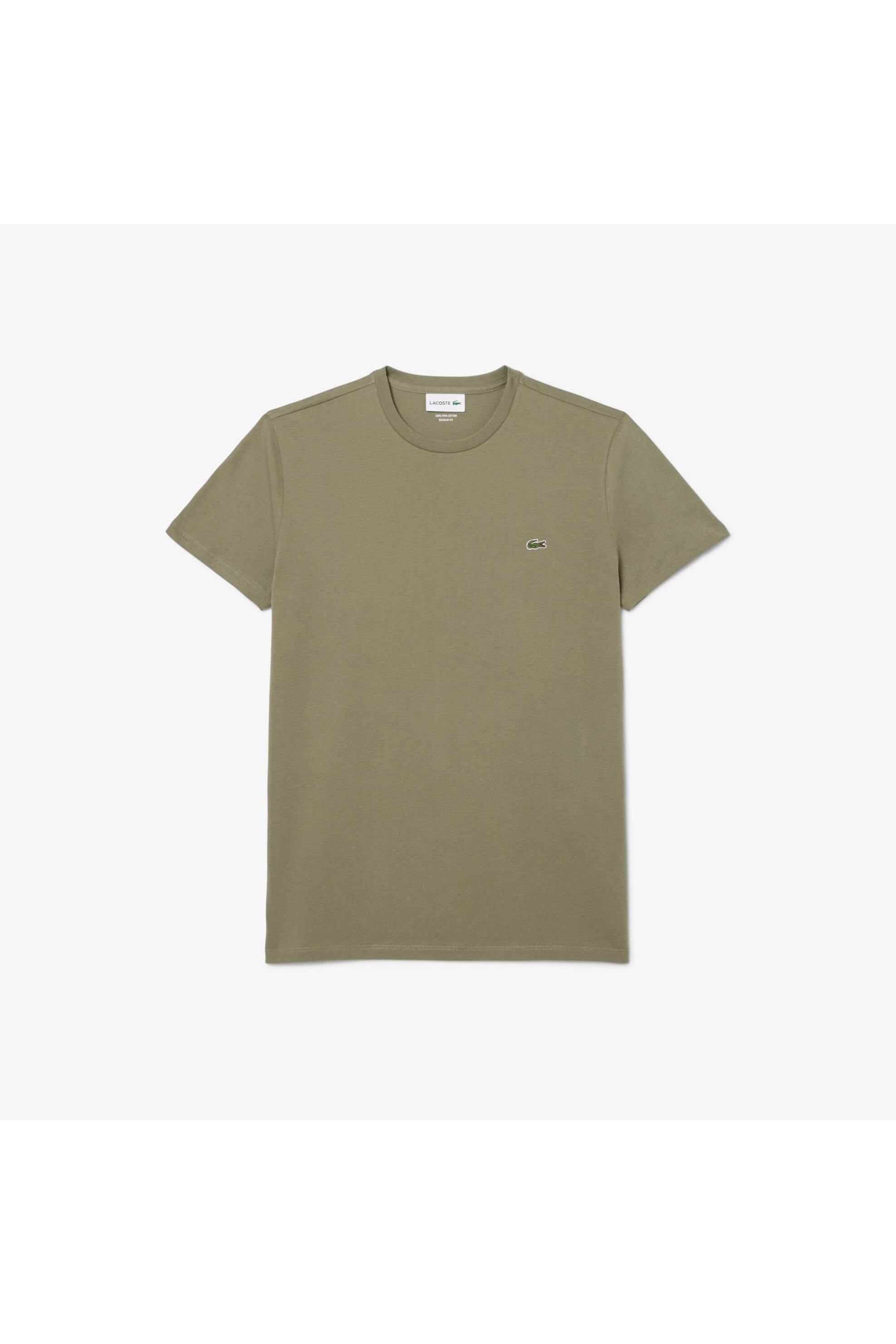 Lacoste ανδρικό T-shirt με κεντημένο λογότυπο Regular Fit - TH6709 Λαδί φωτογραφία