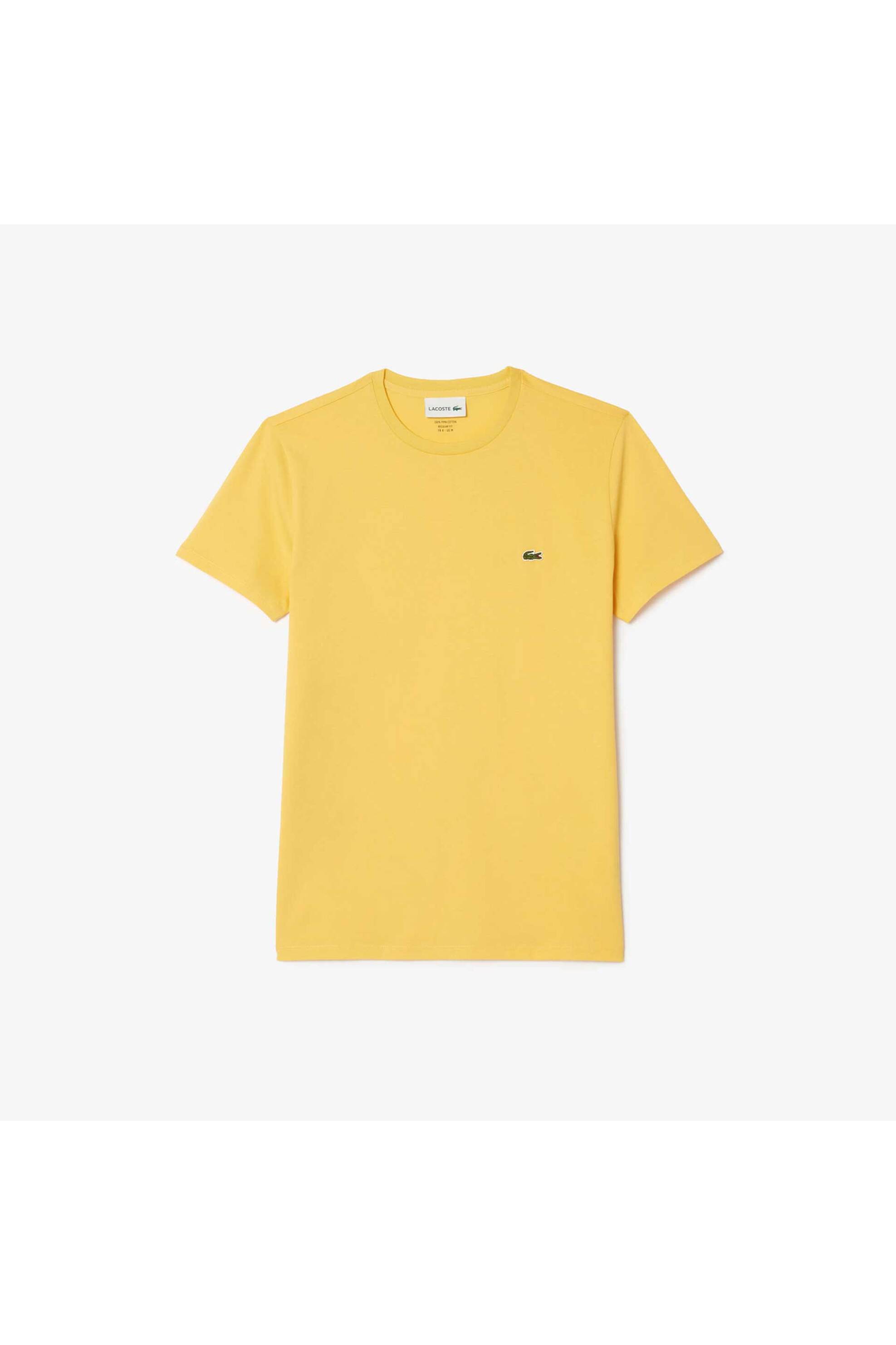 Lacoste Ανδρικό T-Shirt με Κεντημένο Λογότυπο Regular Fit - Th6709 Κίτρινο Ώχρα