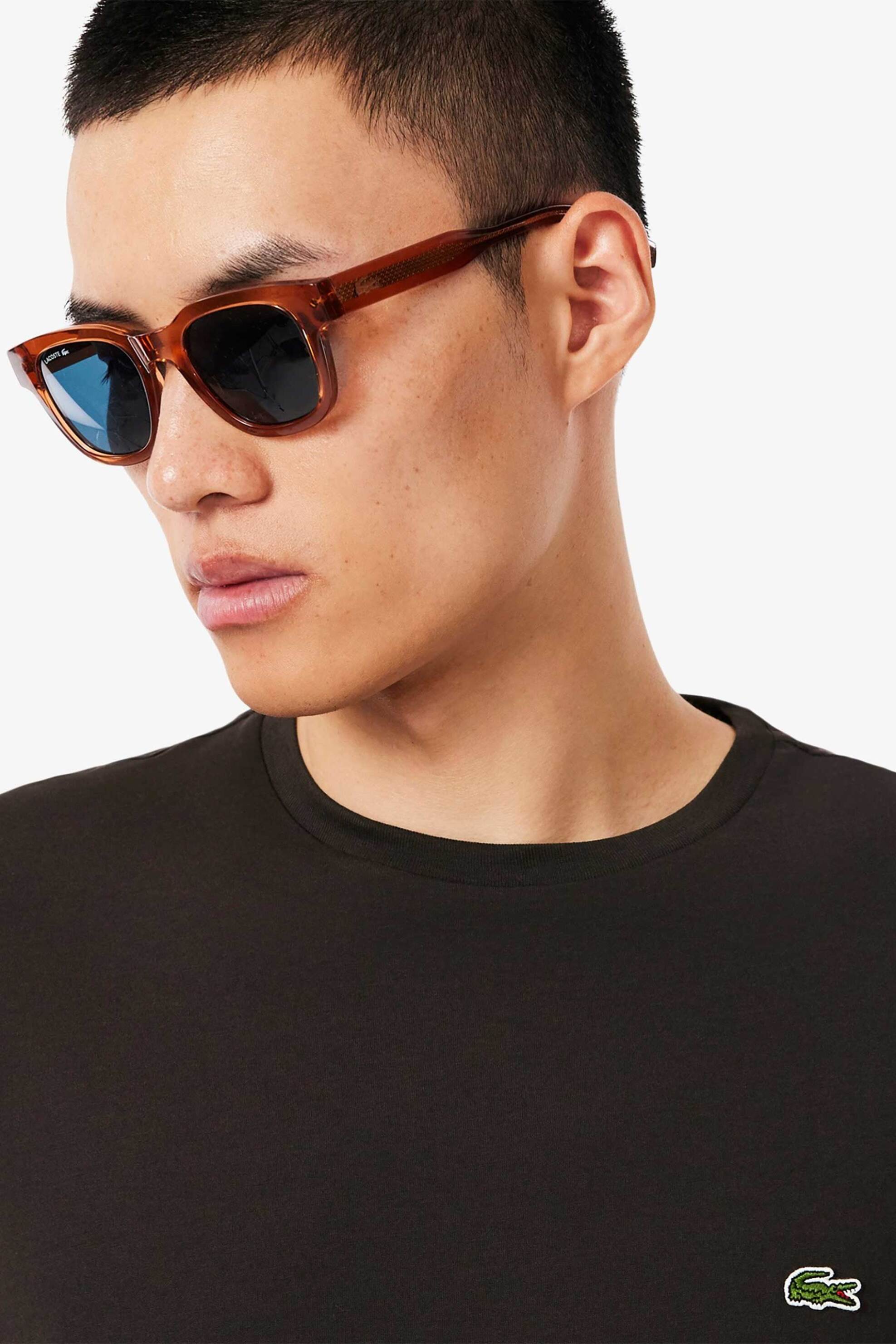 Lacoste ανδρικό T-shirt με κεντημένο λογότυπο Regular Fit - TH6709 Καφέ φωτογραφία