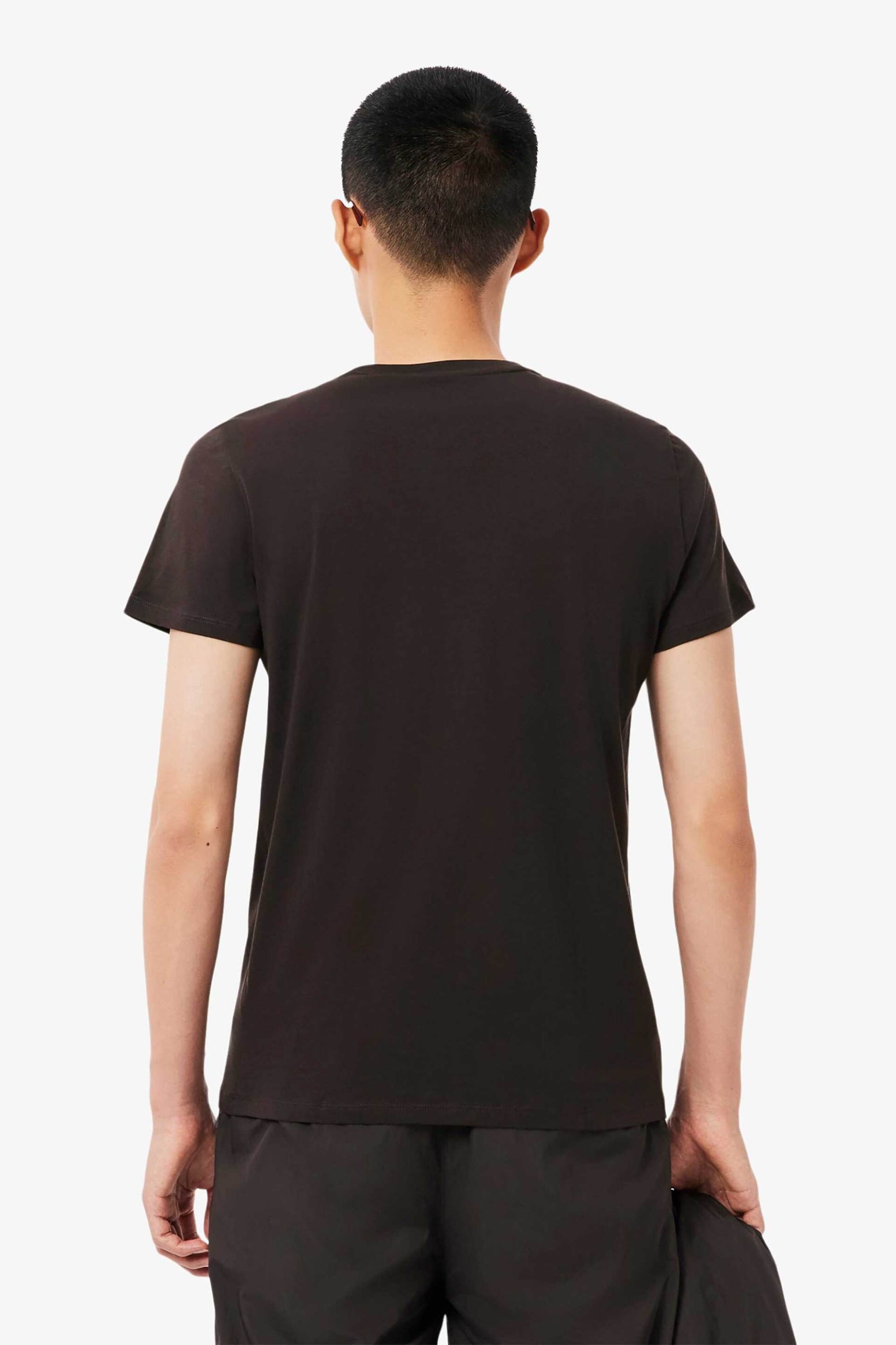 Lacoste ανδρικό T-shirt με κεντημένο λογότυπο Regular Fit - TH6709 Καφέ φωτογραφία