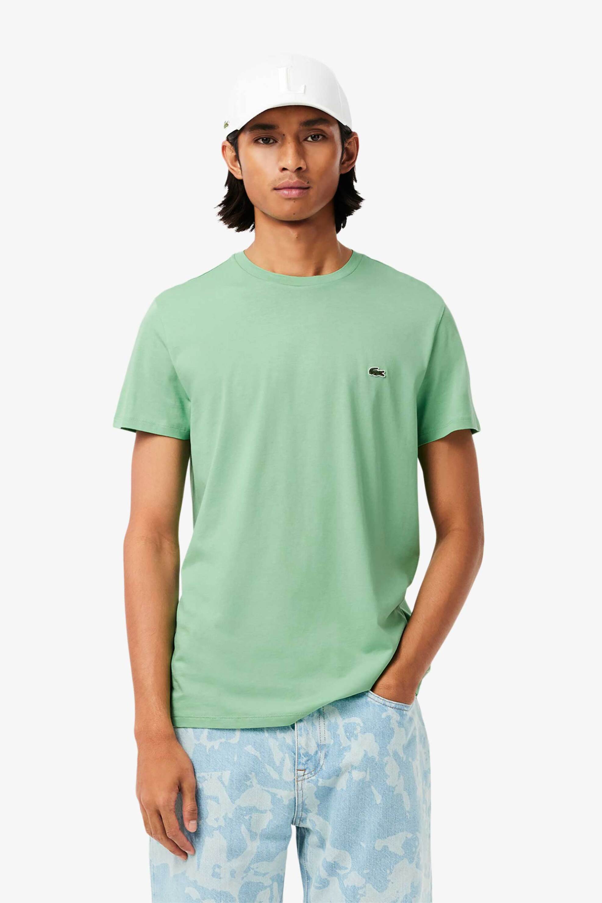 LACOSTE Lacoste ανδρικό T-shirt με κεντημένο λογότυπο Regular Fit - TH6709 Πράσινο Ανοιχτό