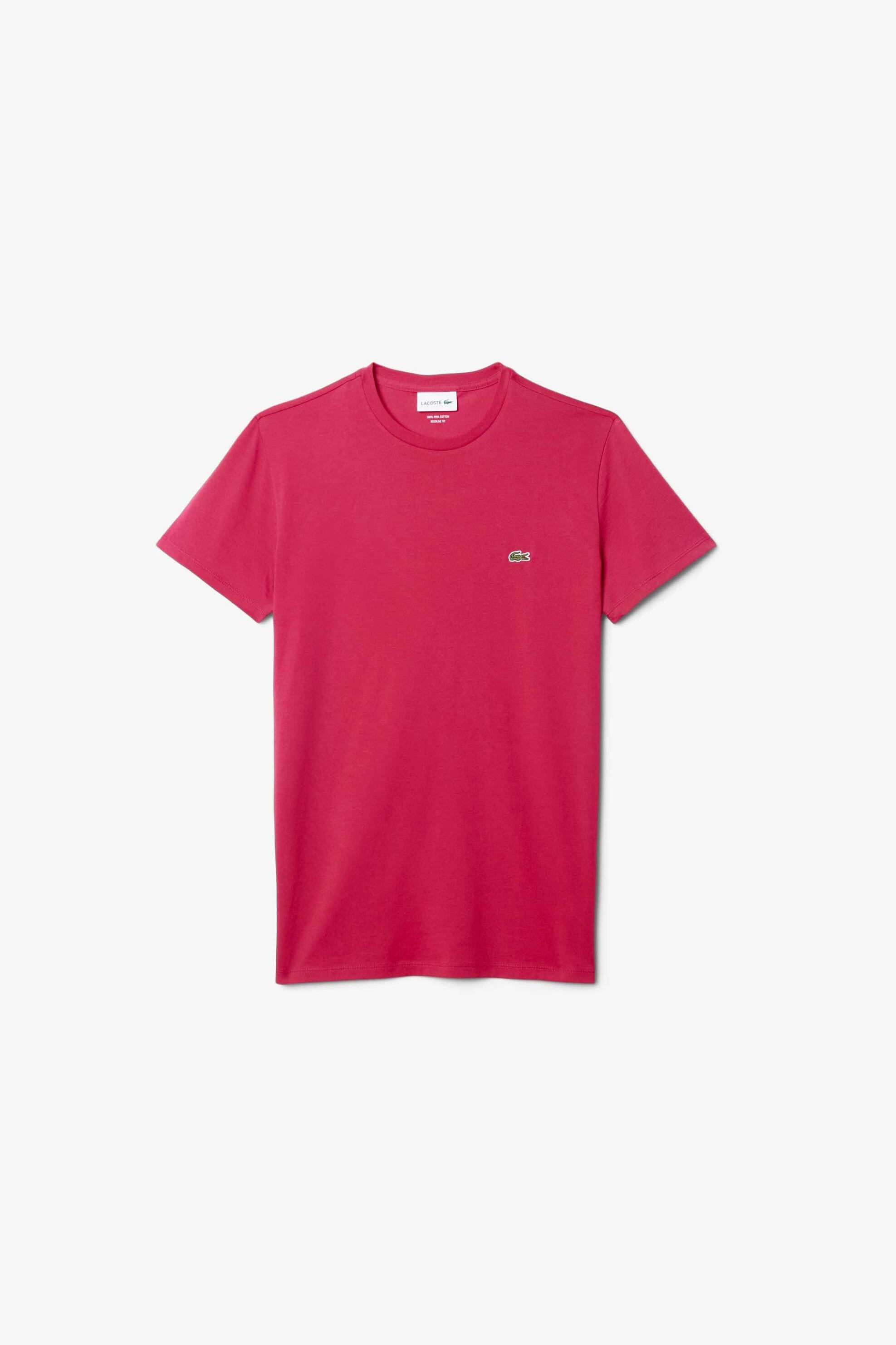 Lacoste ανδρικό T-shirt με κεντημένο λογότυπο Regular Fit - TH6709 Φούξια
