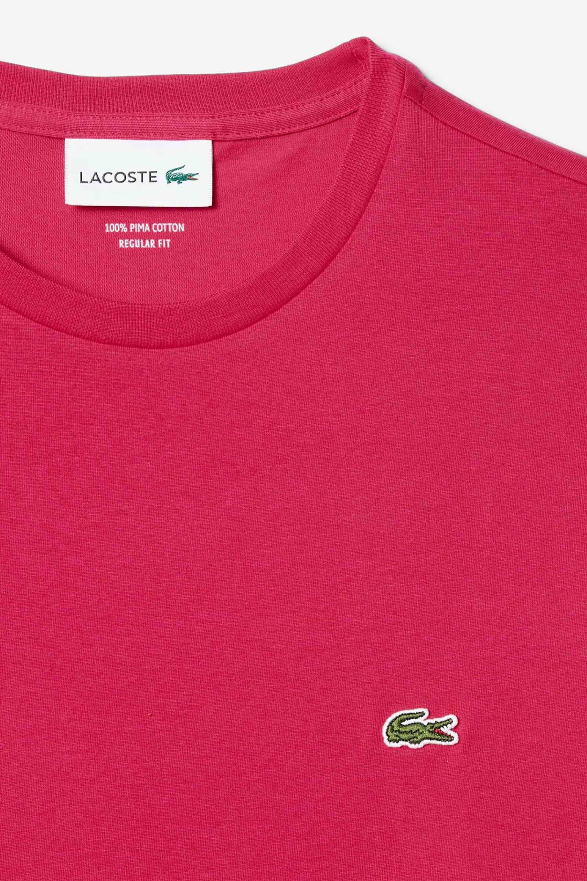 Lacoste Ανδρικό T-Shirt με Κεντημένο Λογότυπο Regular Fit - Th6709 Φούξια